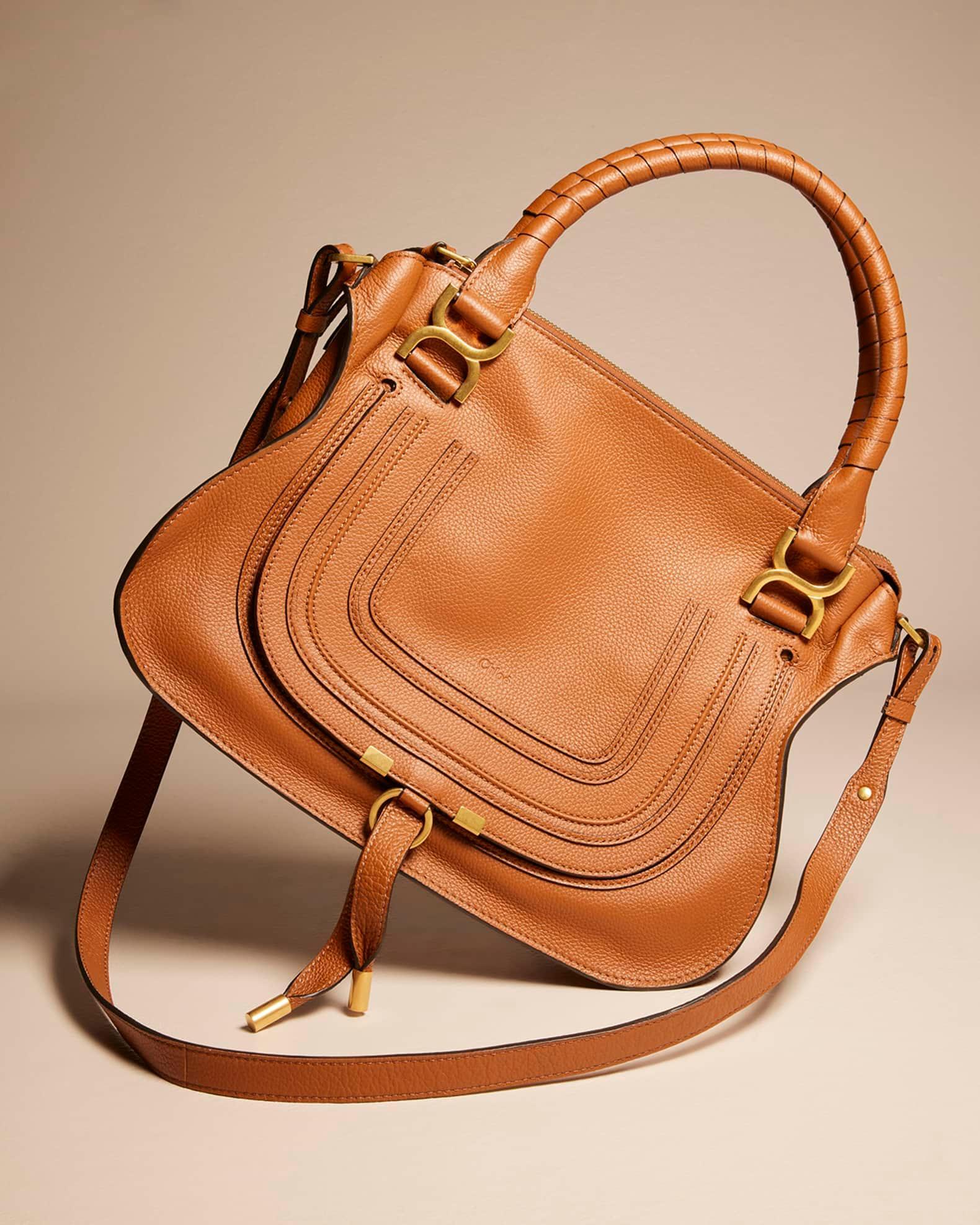 Marcie Medium Double Carry Satchel Bag in Grained Leather Product Image