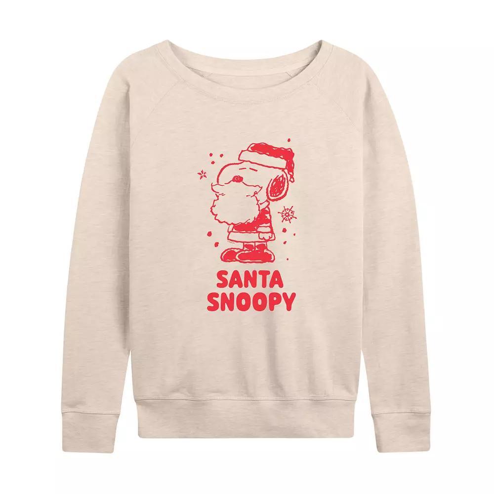Womens Peanuts Santa Snoopy French Terry Long Sleeve Tee Product Image