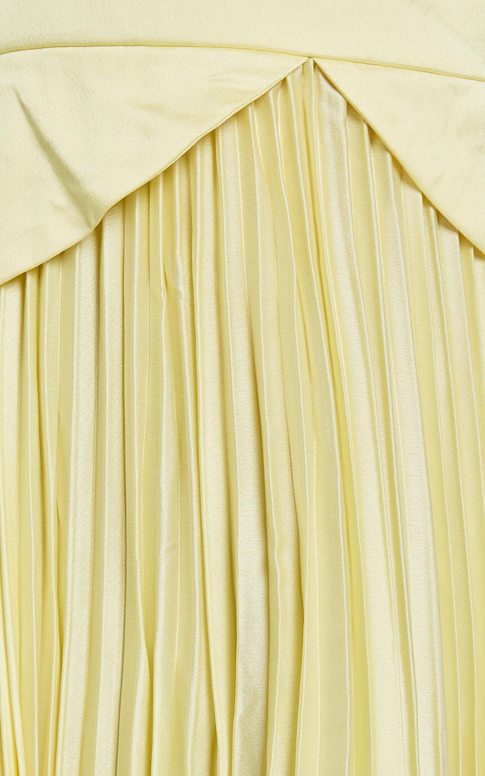 Shay Maxi Dress - Sweetheart Cut Out Pleated Dress in Lemon Product Image