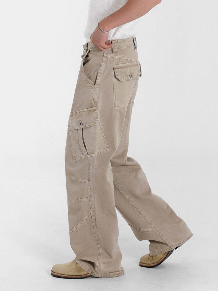RT No. 12587 KHAKI BROWN STRAIGHT CARGO PANTS Product Image