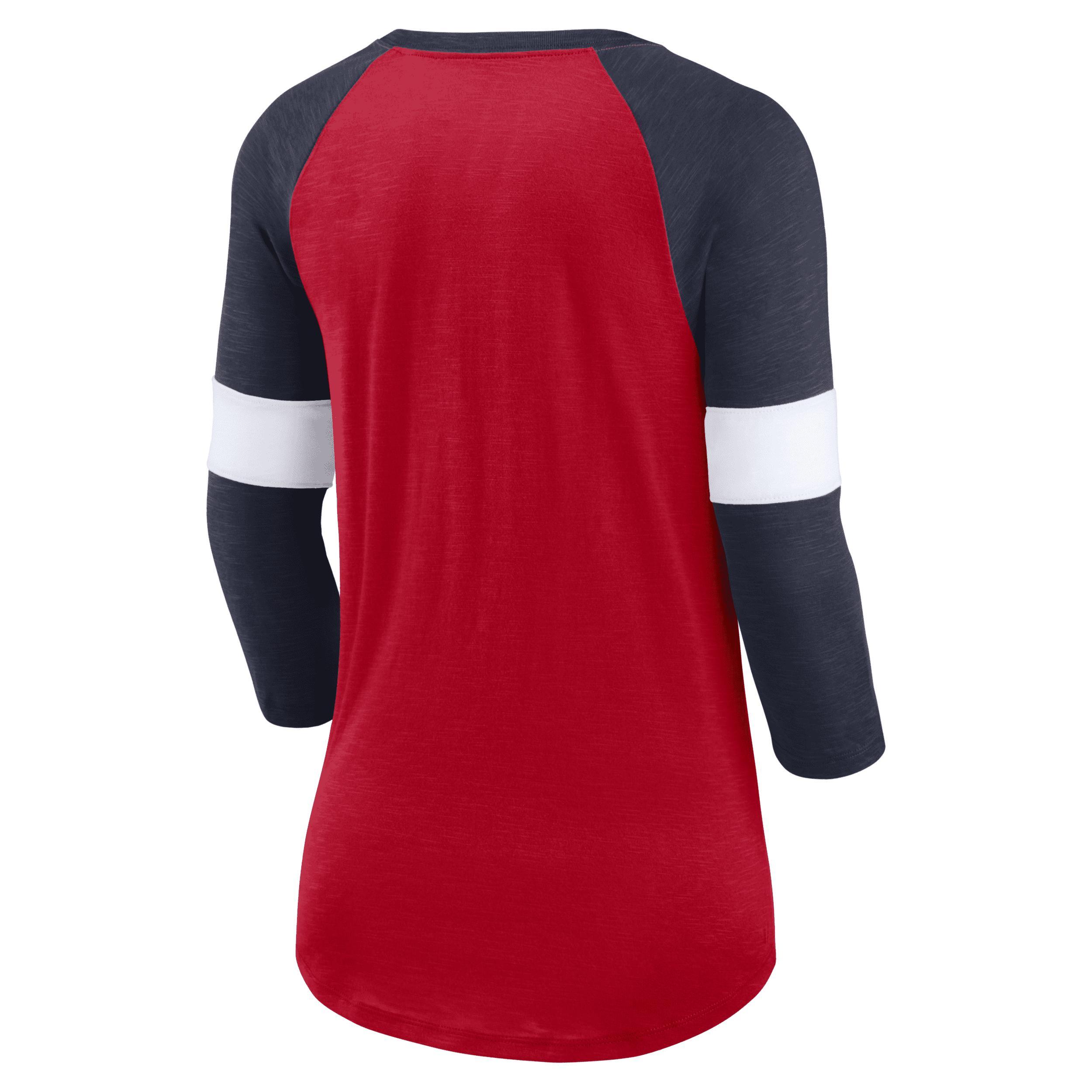 Womens Nike New England Patriots Heather /Heather Navy Football Pride Raglan 3/4-Sleeve T-Shirt Product Image