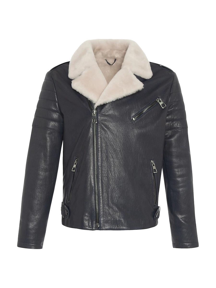 Mens Nappa Moto Jacket with Shearling Lamb Product Image