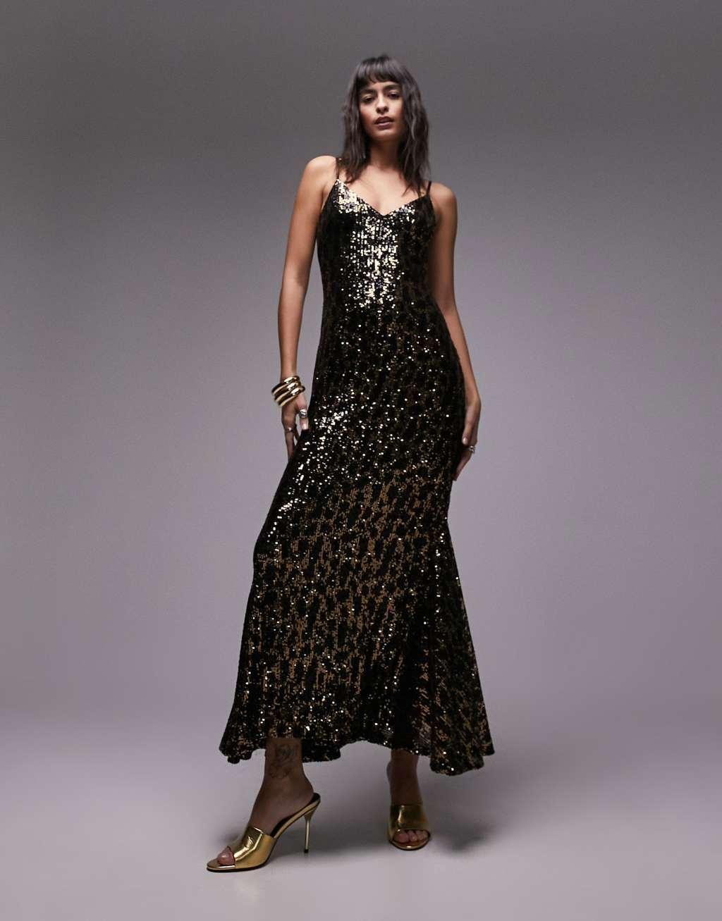 Topshop animal sequin maxi dress Product Image