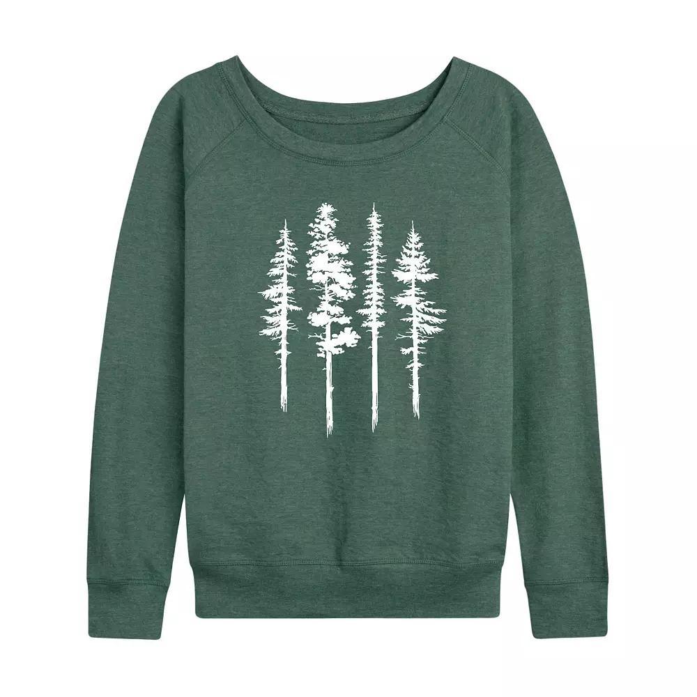 Womens Abstract Trees French Terry Long Sleeve Tee Grey Indigo Product Image