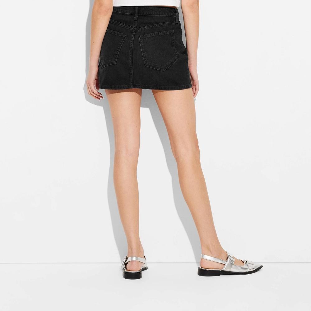 Women's Mid-Rise 5-Pocket Denim Mini Skirt - Wild Fable™ Black 0: Cotton Blend, Belt Loops, Machine Washable Product Image