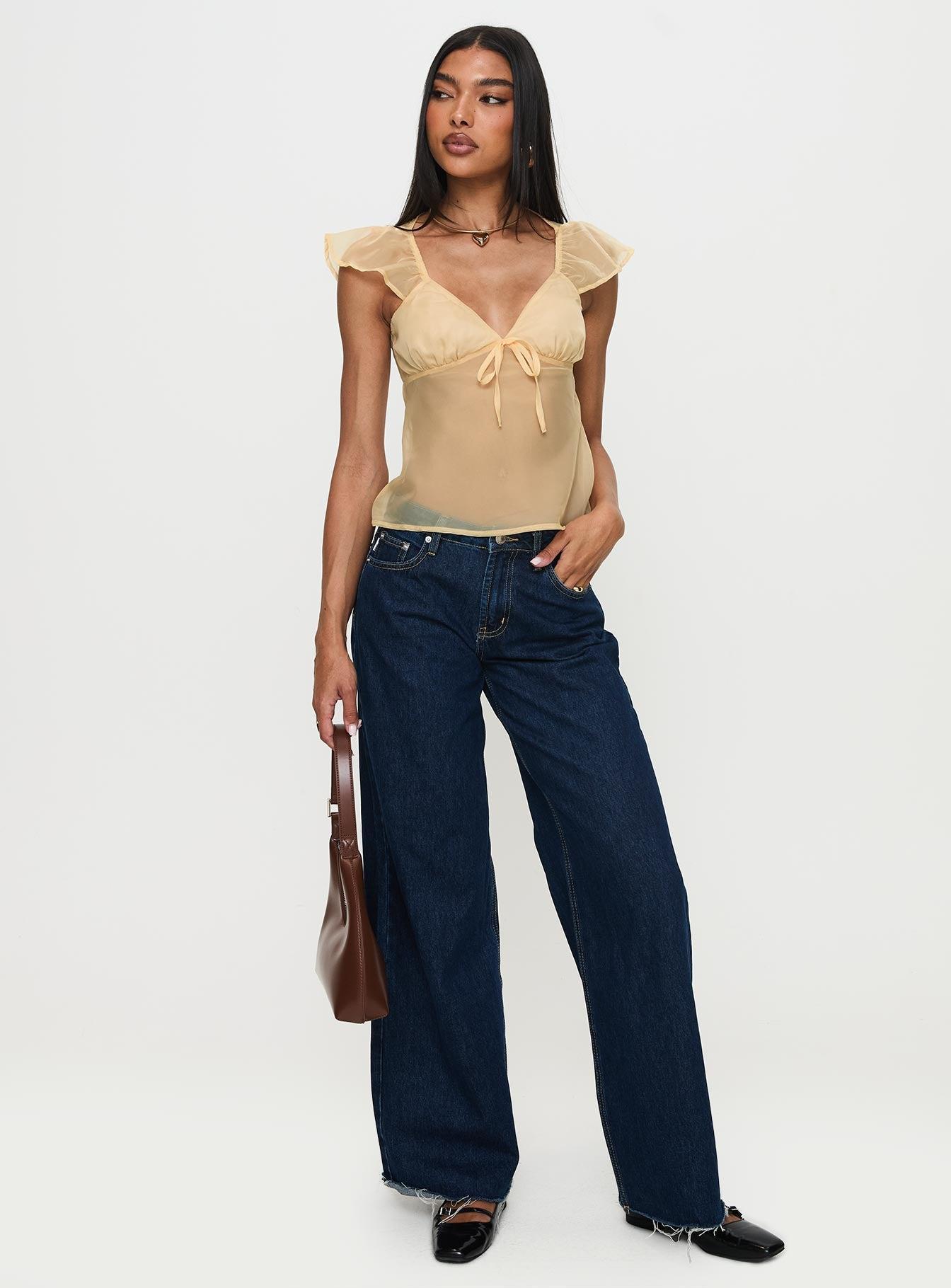 Keysia Cap Sleeve Sheer Top Apricot Product Image