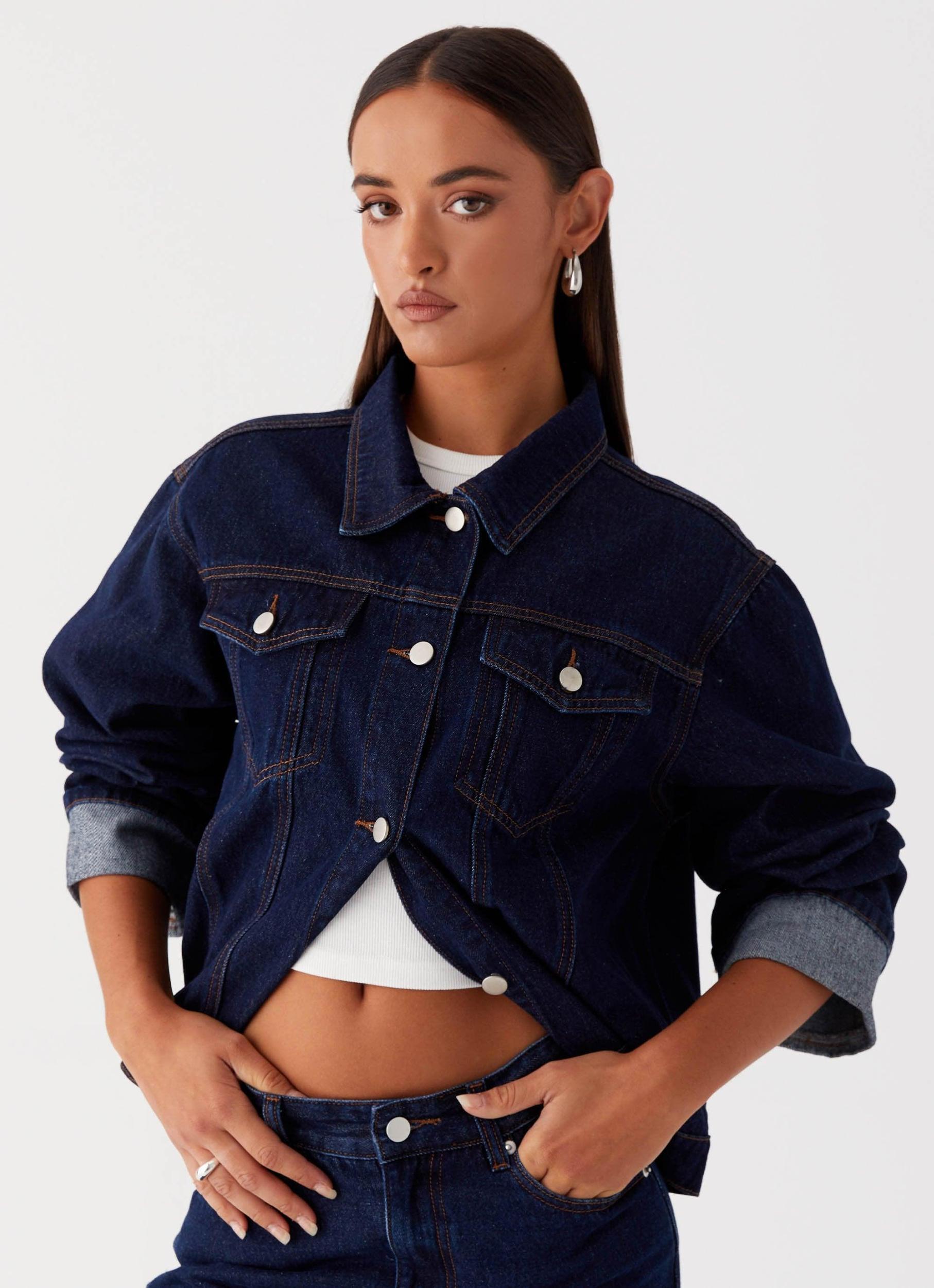 Back Again Oversized Denim Jacket - Blue Product Image