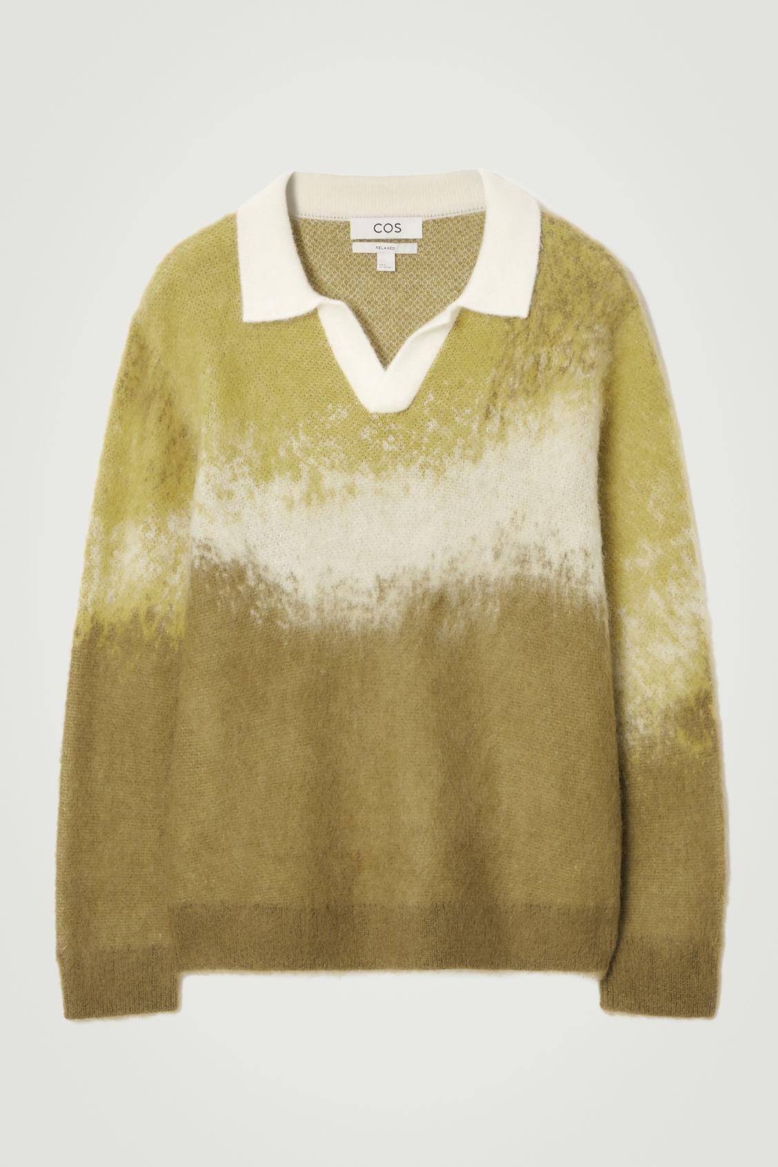 BRUSHED MOHAIR-BLEND POLO SWEATER Product Image