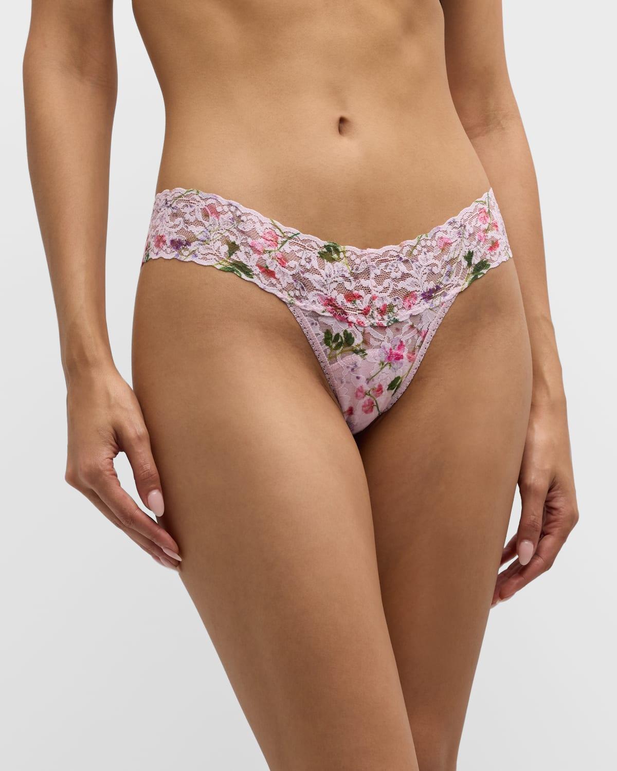 Printed Low-Rise Signature Lace Thong Product Image