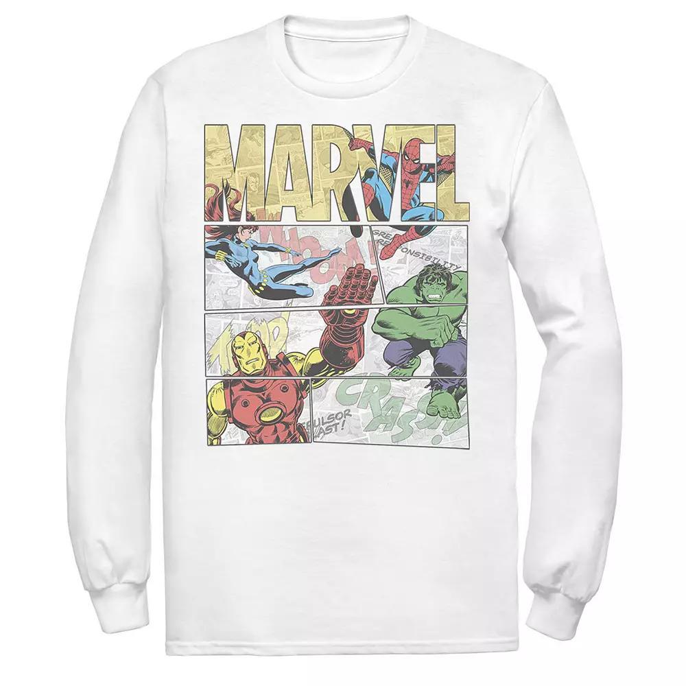 Men's Marvel Retro Avengers Comic Panel Build-Up Tee, Size: Small, White Product Image