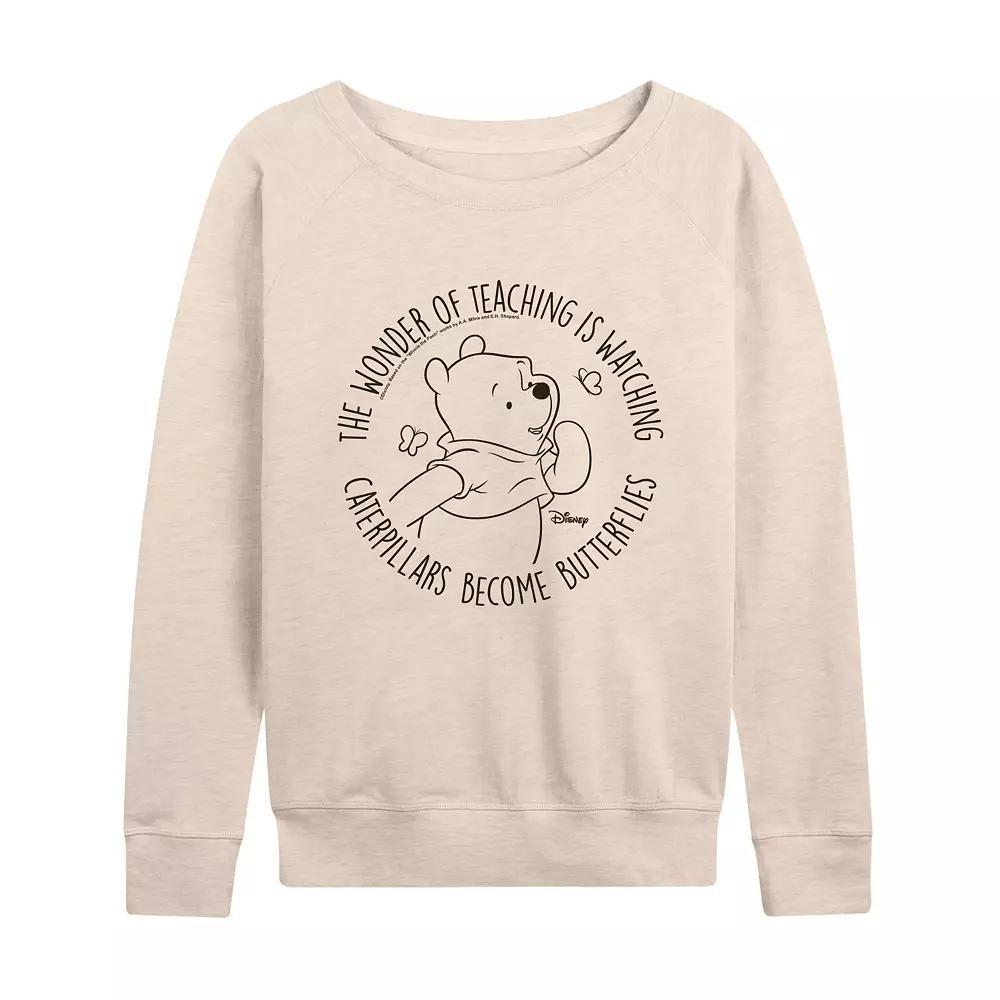 Disneys Winnie The Pooh Womens Wonder of Teaching French Terry Long Sleeve Tee Brown Product Image