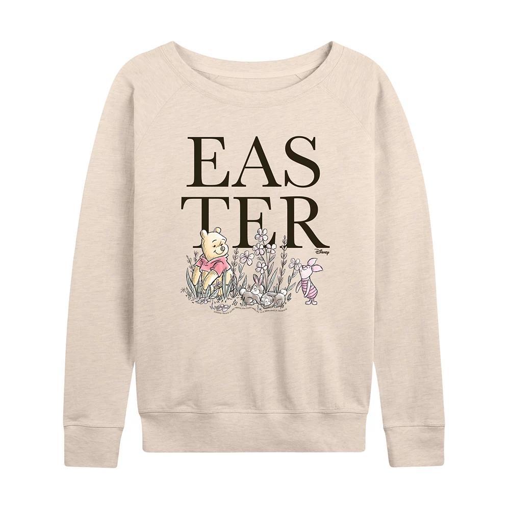 Disney's Winnie The Pooh Women's Easter French Terry Long Sleeve Tee, Size: Large, Beige Product Image