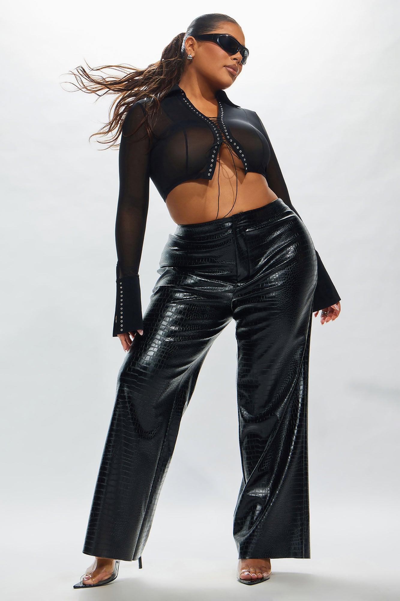 Genevieve Faux Leather Pant - Black Product Image