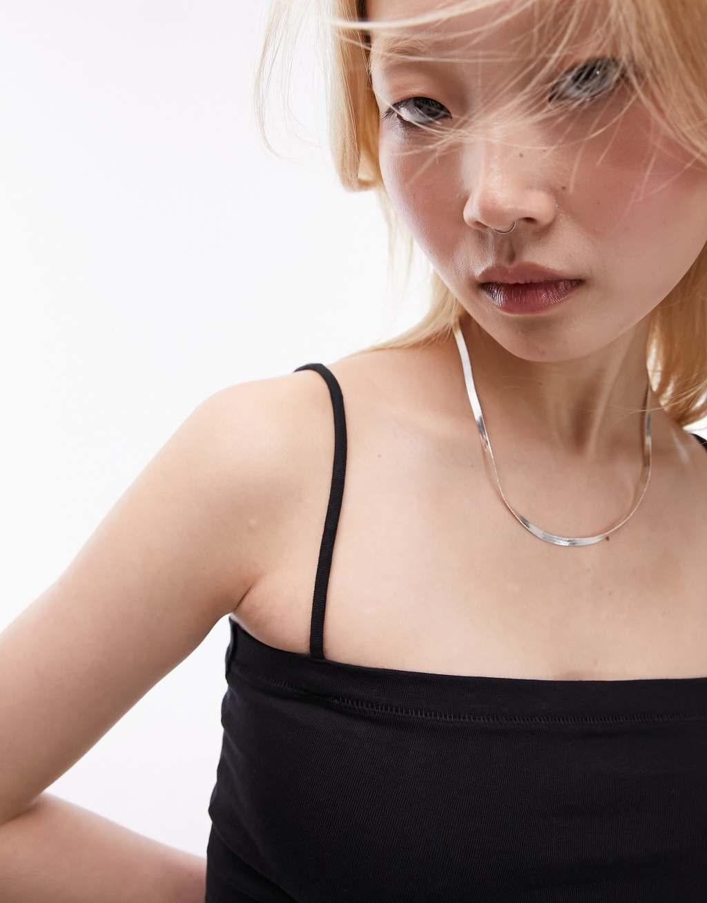 Topshop Petite spaghetti strap tube top in black Product Image