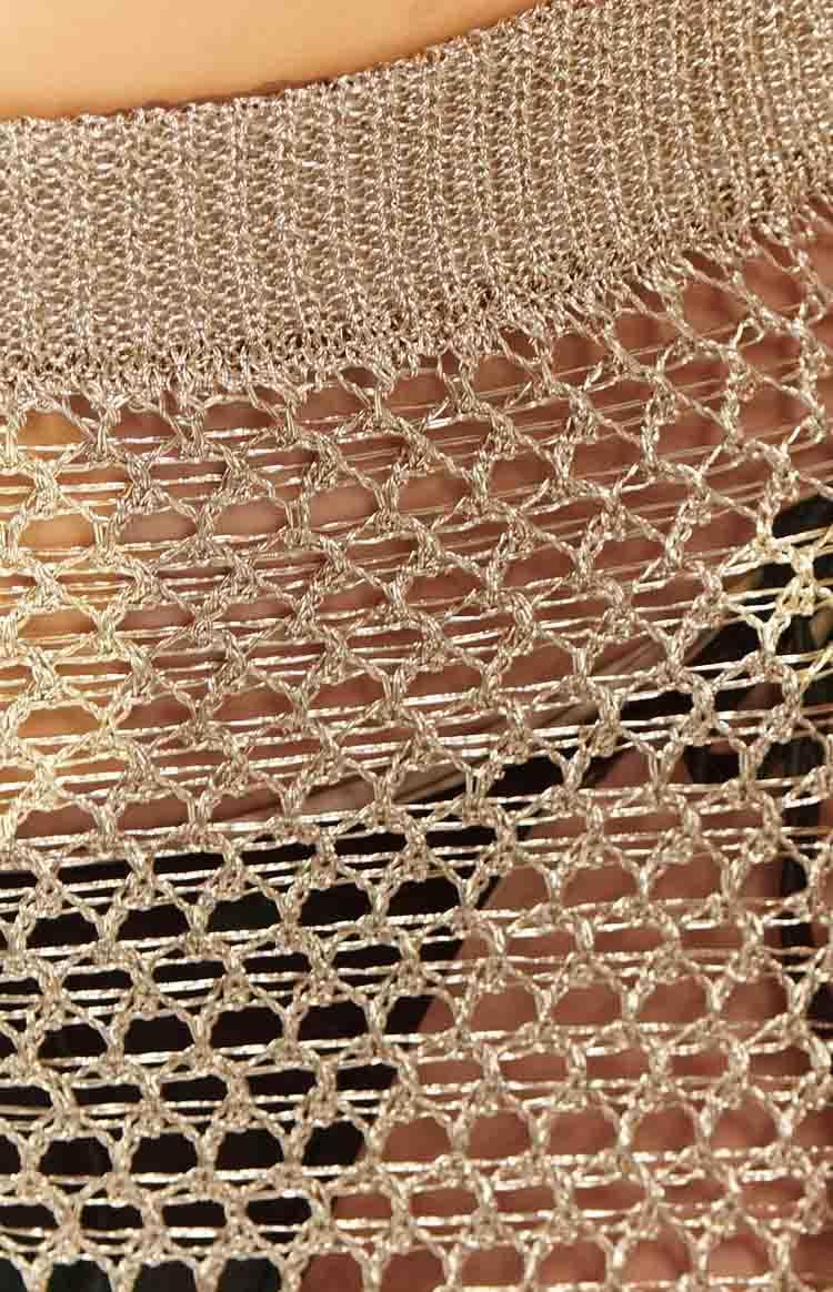Wild Thoughts Gold Metallic Fishnet Mini Skirt Product Image