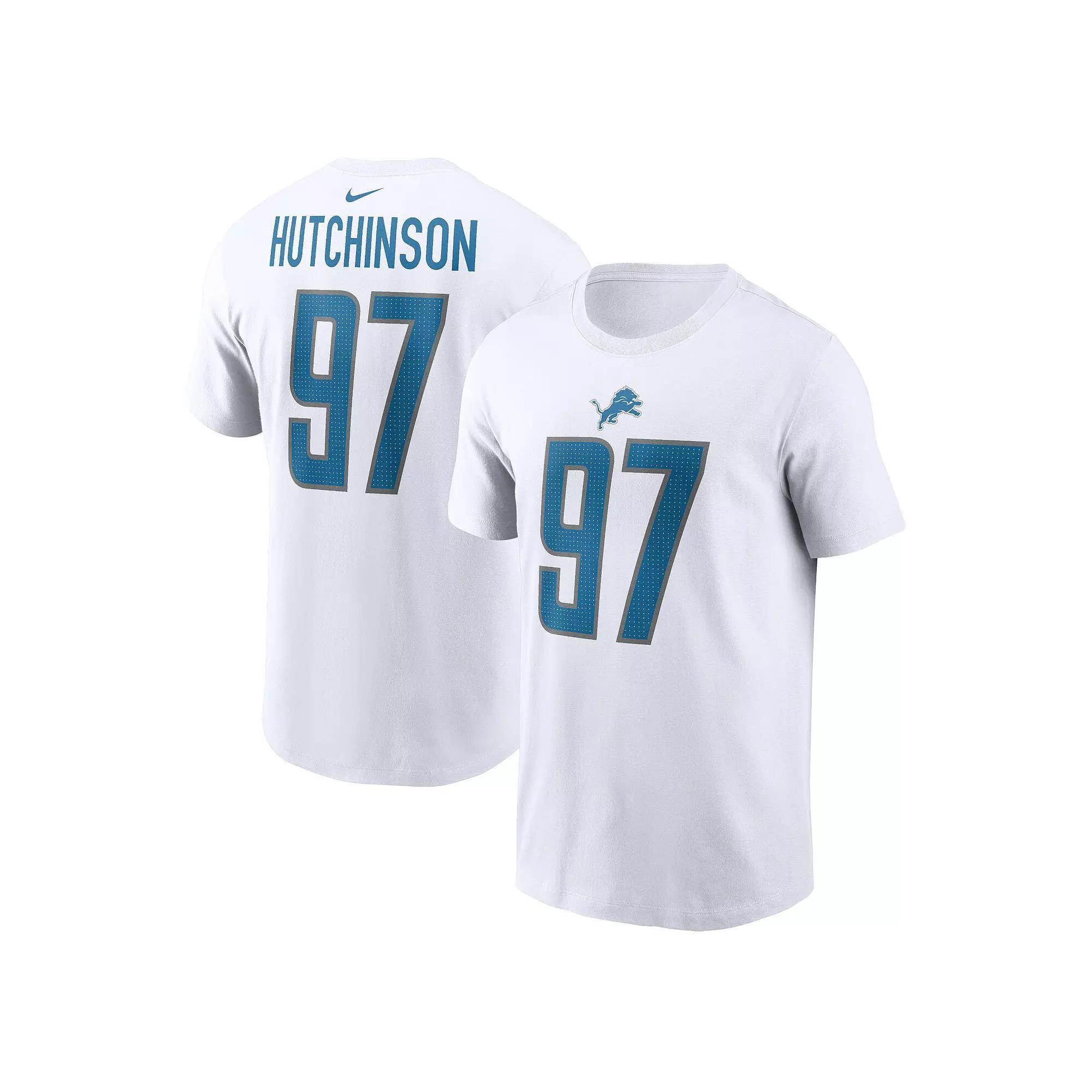 Men's Nike Aidan Hutchinson White Detroit Lions Player Name & Number T-Shirt, Size: Large Product Image