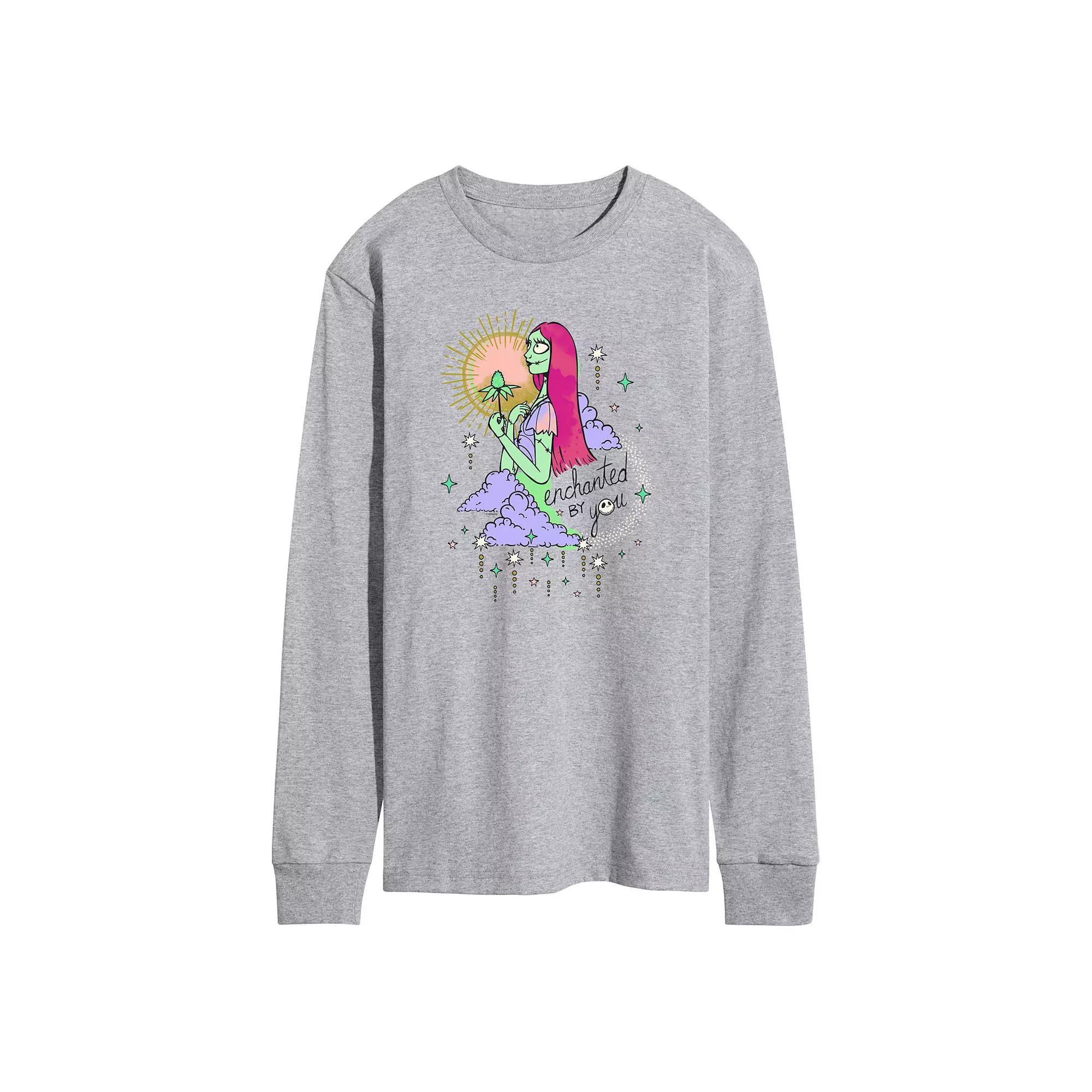 Disneys Nightmare At Christmas Mens Enchanted Long Sleeve Graphic Tee Grey Gray Product Image