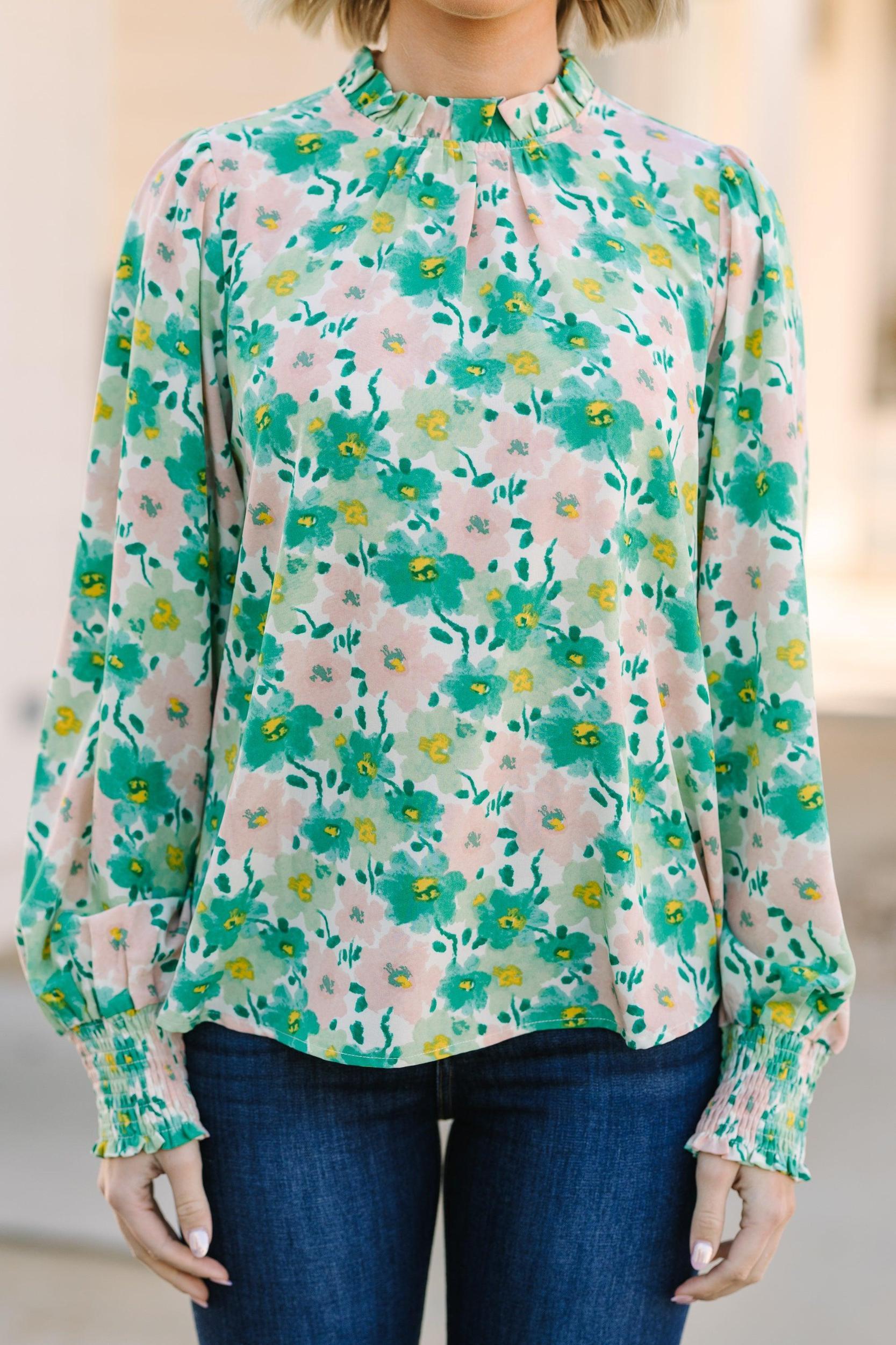 Can't Change Green Floral Blouse Female Product Image