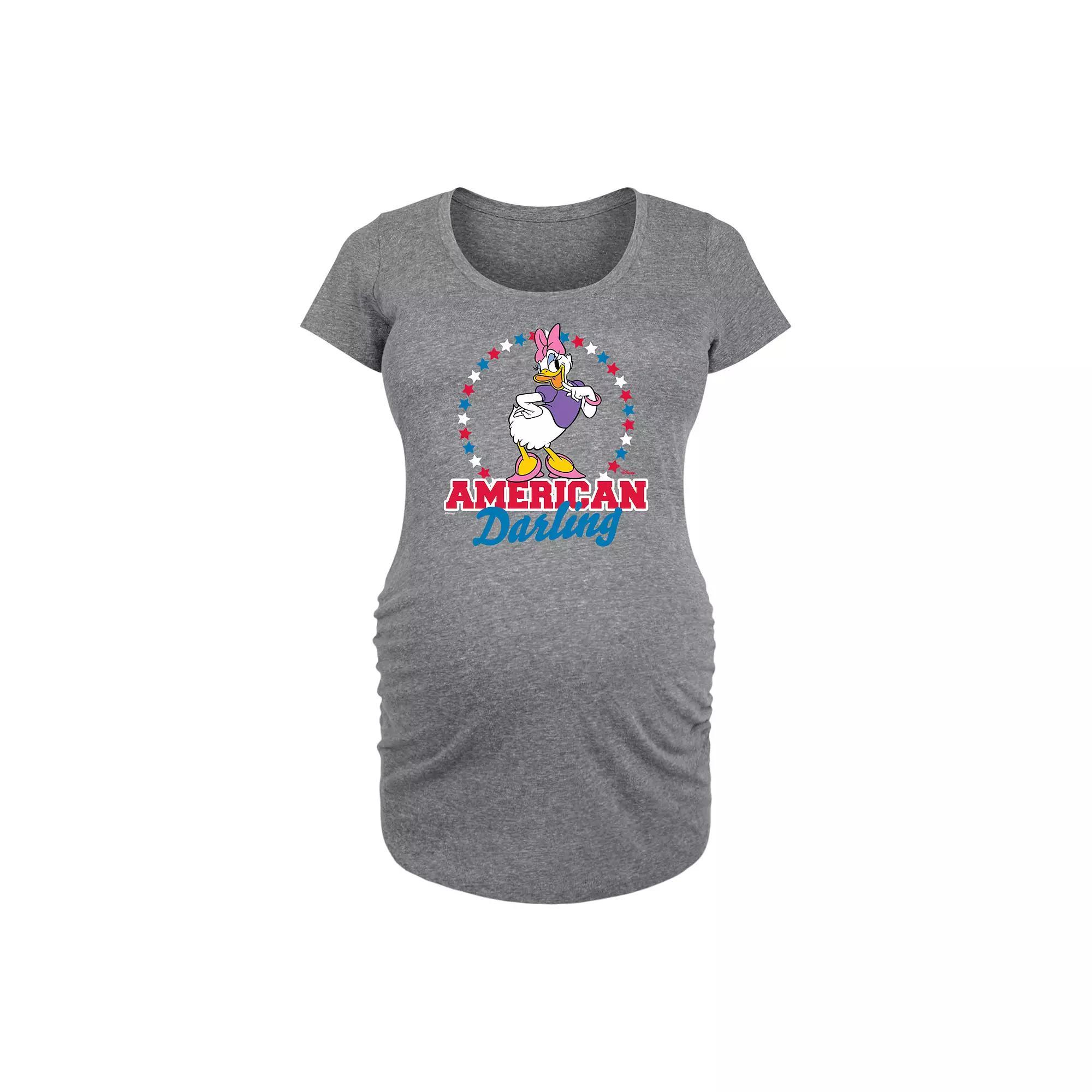 Disneys Daisy Duck Maternity American Darling Graphic Tee, Womens Grey Gray Product Image