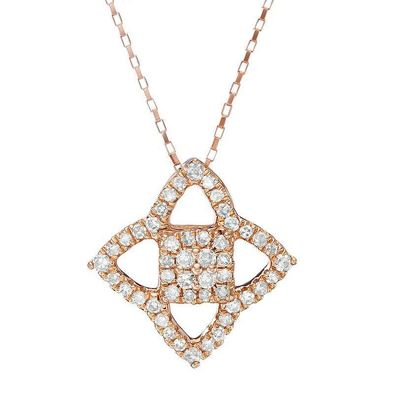 Gemminded 10k Gold 1/5 Carat T.W. Diamond Lotus Pendant Necklace, Womens Product Image