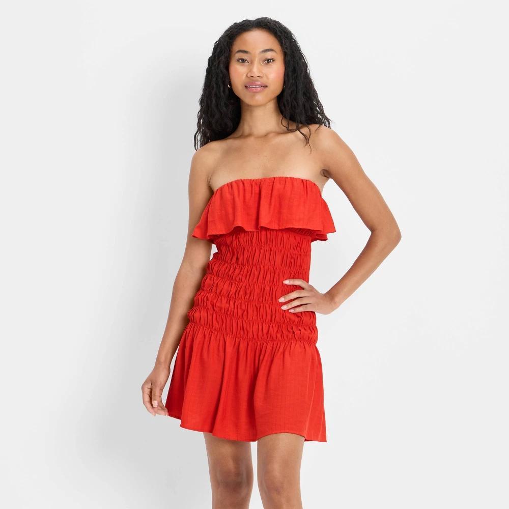 Women's Drop Waist Ruffle Mini A-Line Dress - Future Collective Product Image