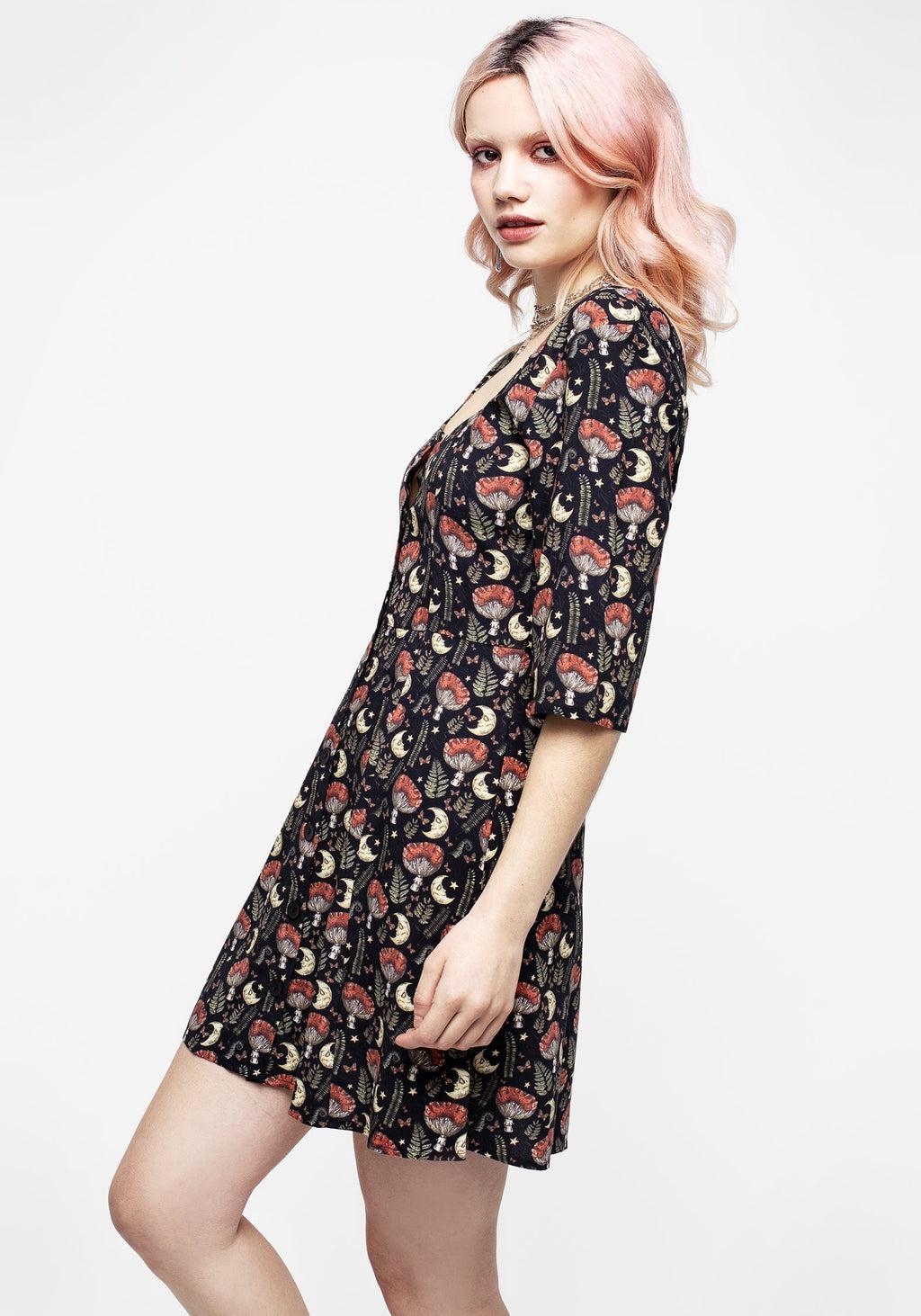 Dreamfast Mushroom Moon Print Mini Dress Product Image