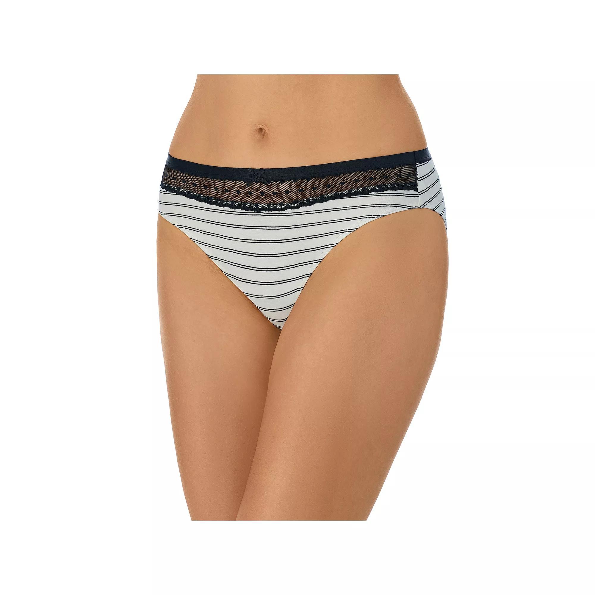 Juniors' Saint Eve® Lace-Inset Bikini Panty 5161025, Girl's, Size: XL, Black White Stripe Product Image