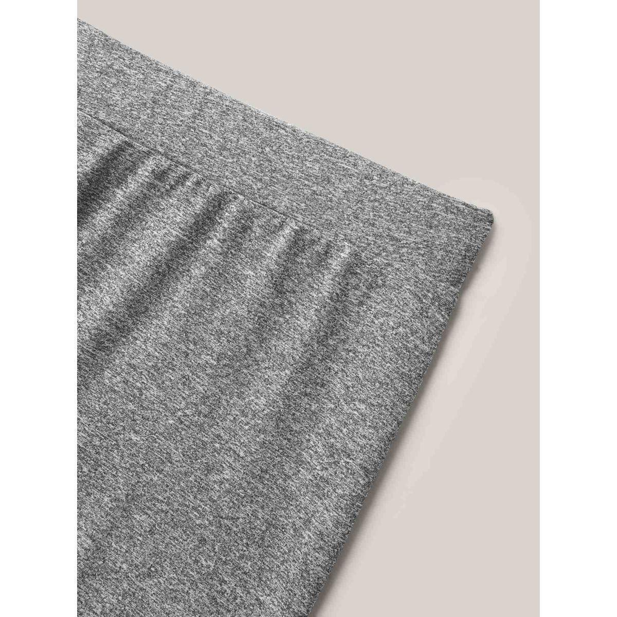 Plus Size Supersoft Heather Stretchy Skinny-Fit Shorts Women DarkGray Casual Skinny Everyday-Casual Shorts BloomChic 12/L Product Image