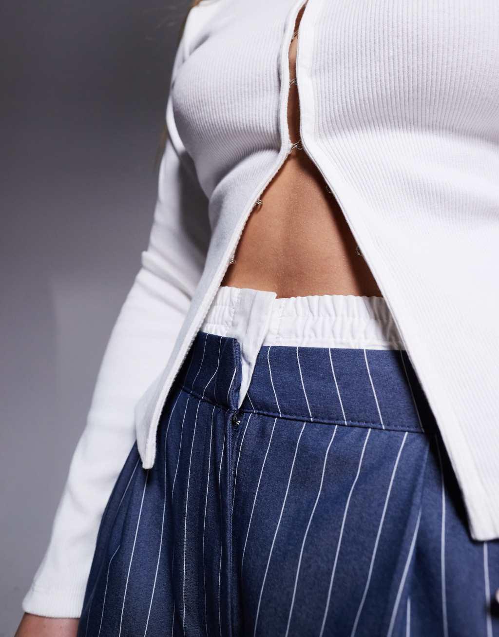 ASOS DESIGN hook and eye front ribbed cardigan in ecru Product Image