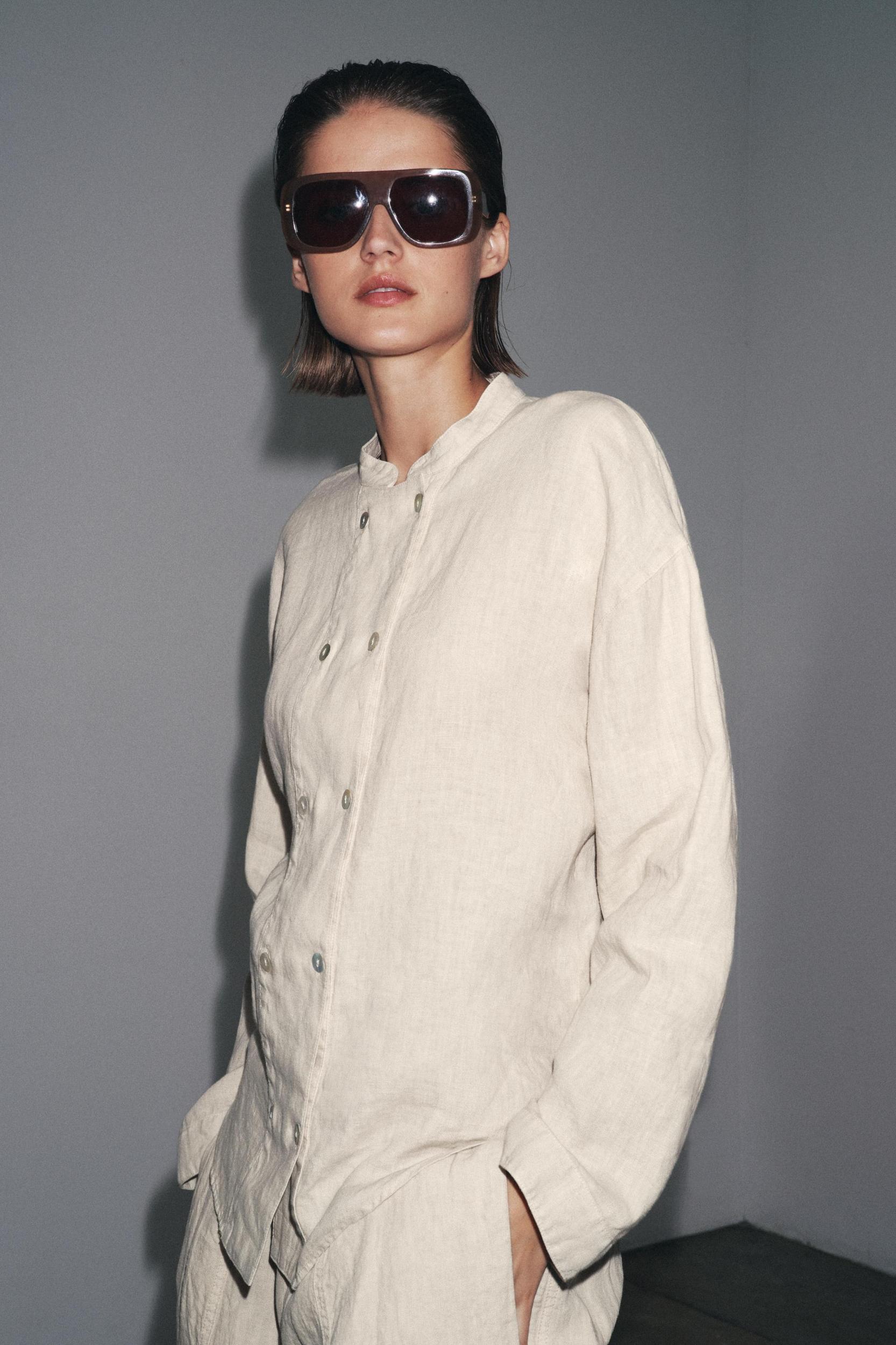 100% LINEN OVERSHIRT ZW COLLECTION Product Image