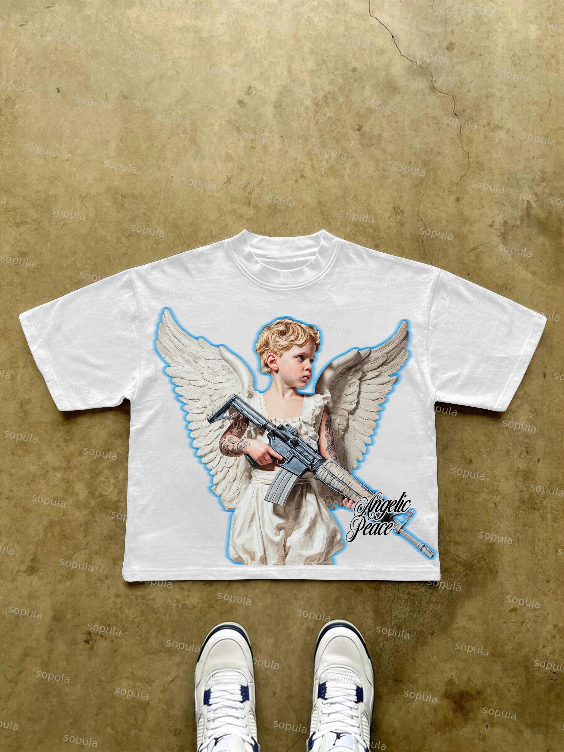 Anti-war Angel Graphic Cropped T-shirt Product Image