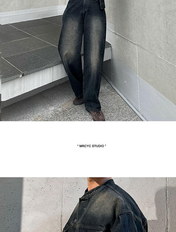Stand-Collar Denim Jacket Product Image