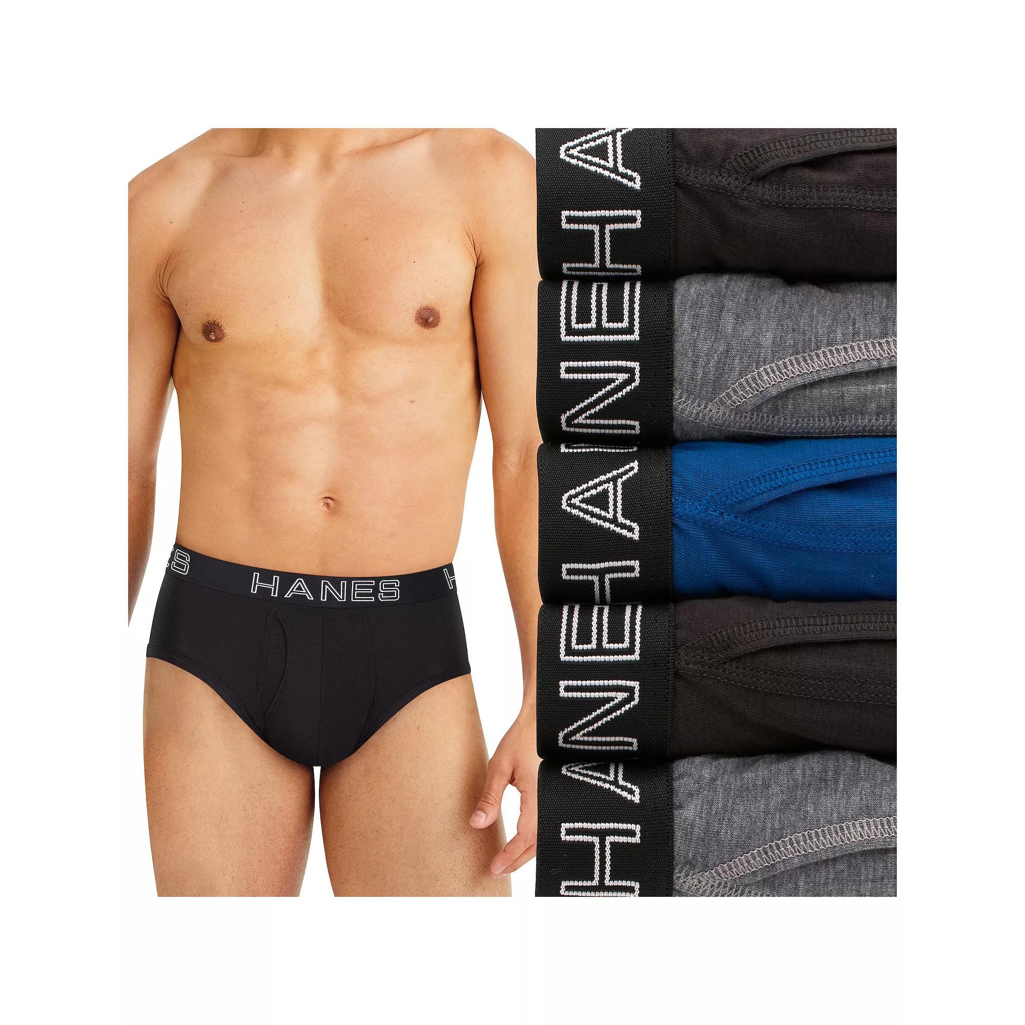 Hanes Ultimate 5-Pack Men's Comfort Flex Fit Total Support Pouch Briefs, Size: XXL, Blue Black Assorted Product Image