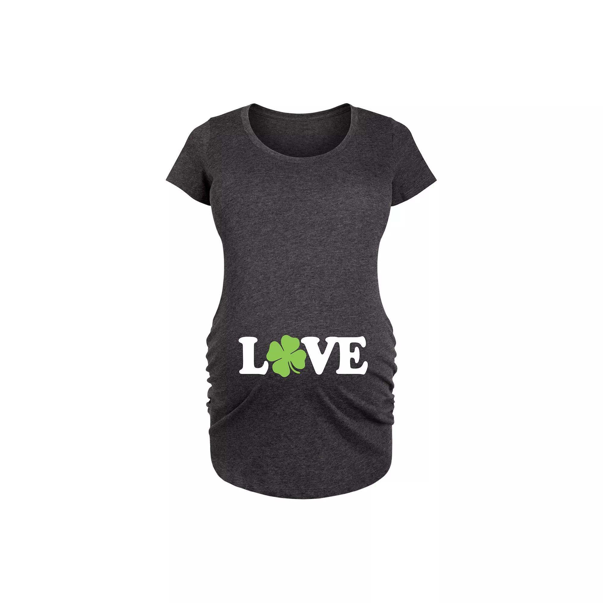 Maternity Love Shamrock Graphic Tee, Womens Heather Grey Product Image