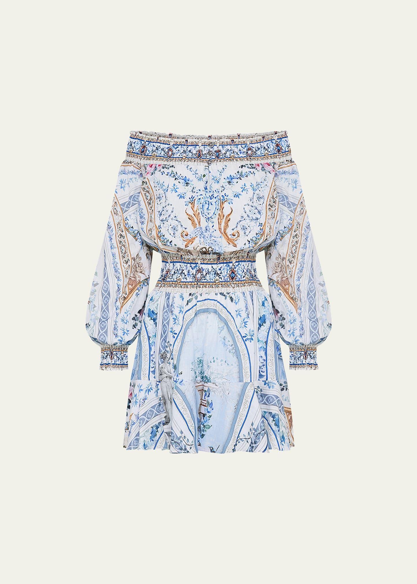 Womens Linen Off-The-Shoulder Minidress Product Image