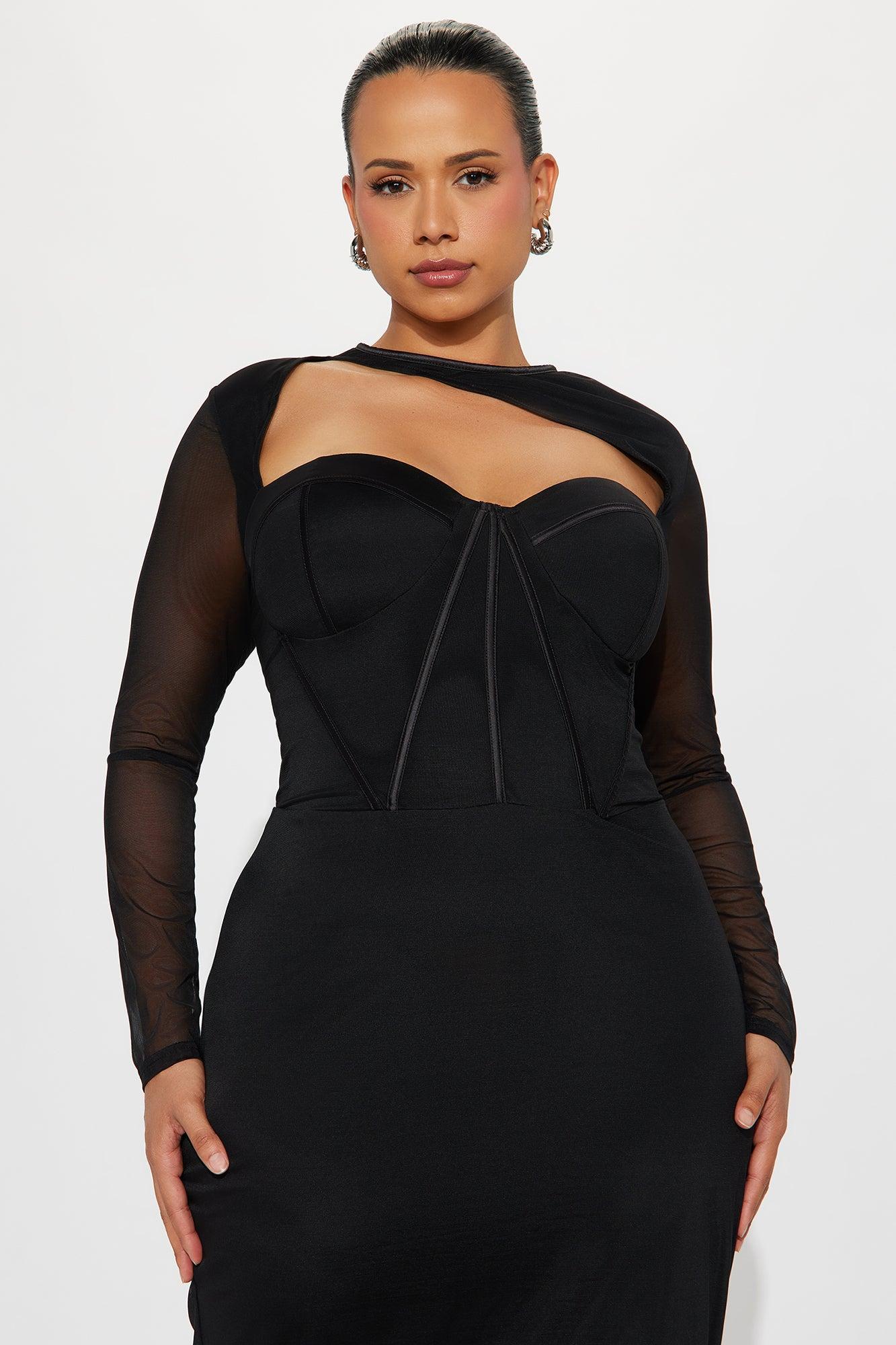 Cocktail Hour Corset Midi Dress - Black Product Image