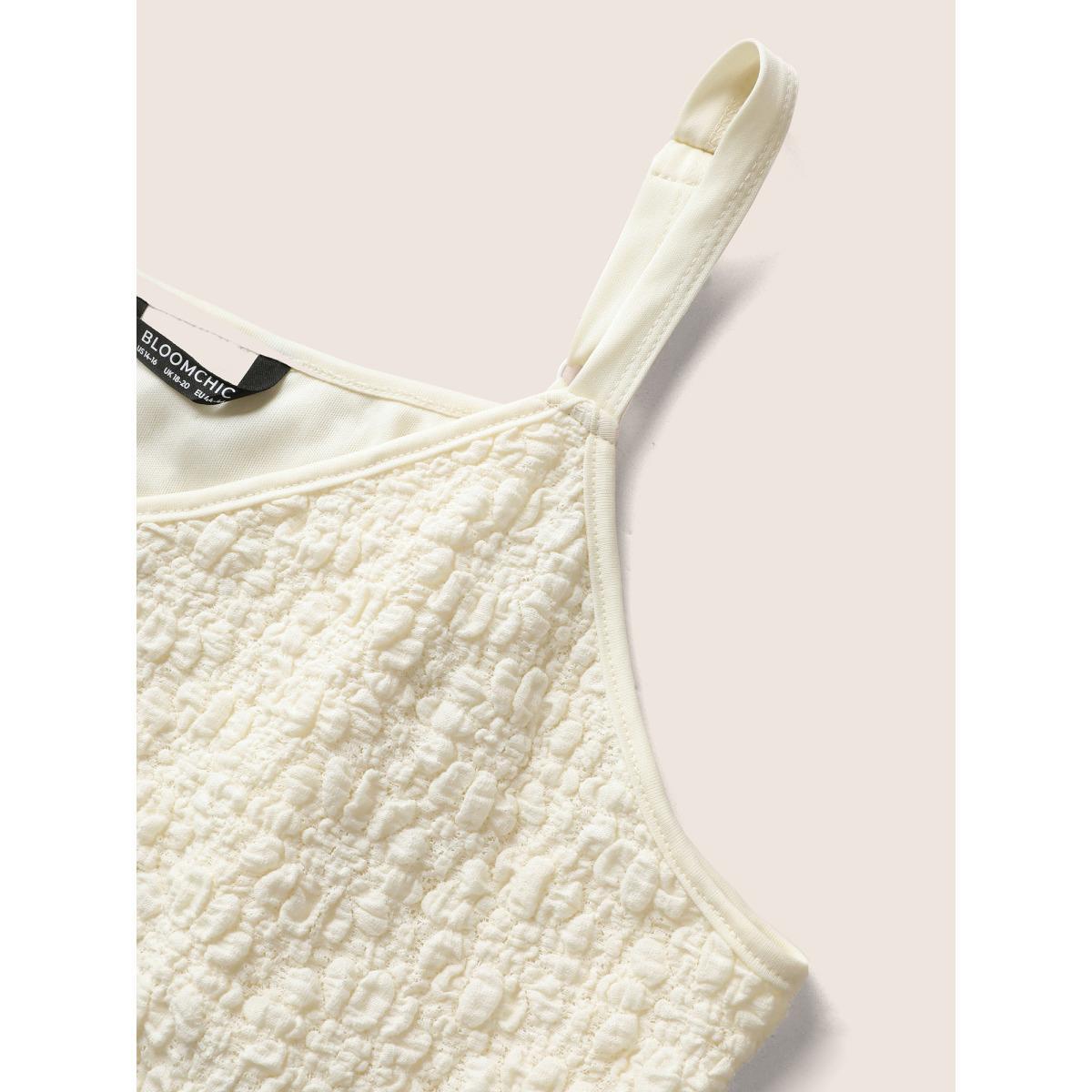 Plus Size Solid Textured Ruffle Hem Cami Top Women Beige Elegant Texture Strapless Everyday Tank Tops Camis BloomChic 30/6X Product Image