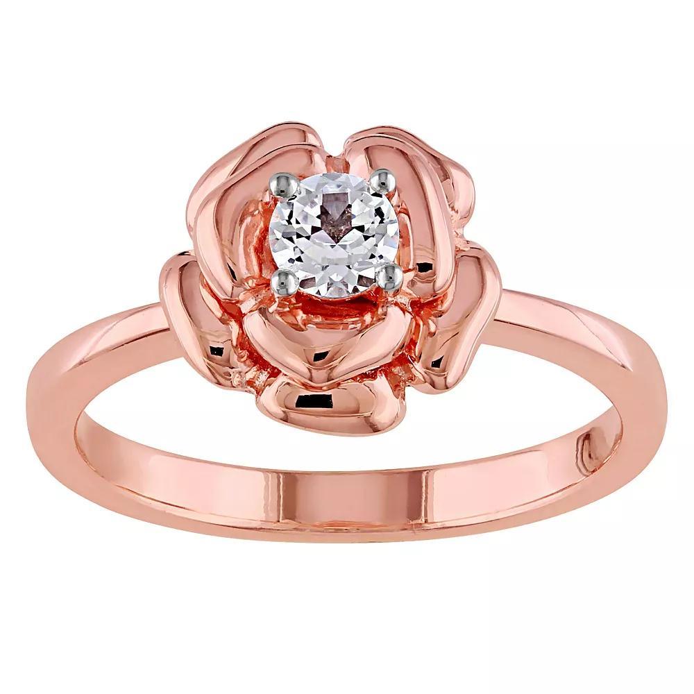 Stella Grace 18k Rose Gold Over Silver Lab Created White Sapphire Floral Ring, Women's, Size: 5, Rose Gold Tone Product Image