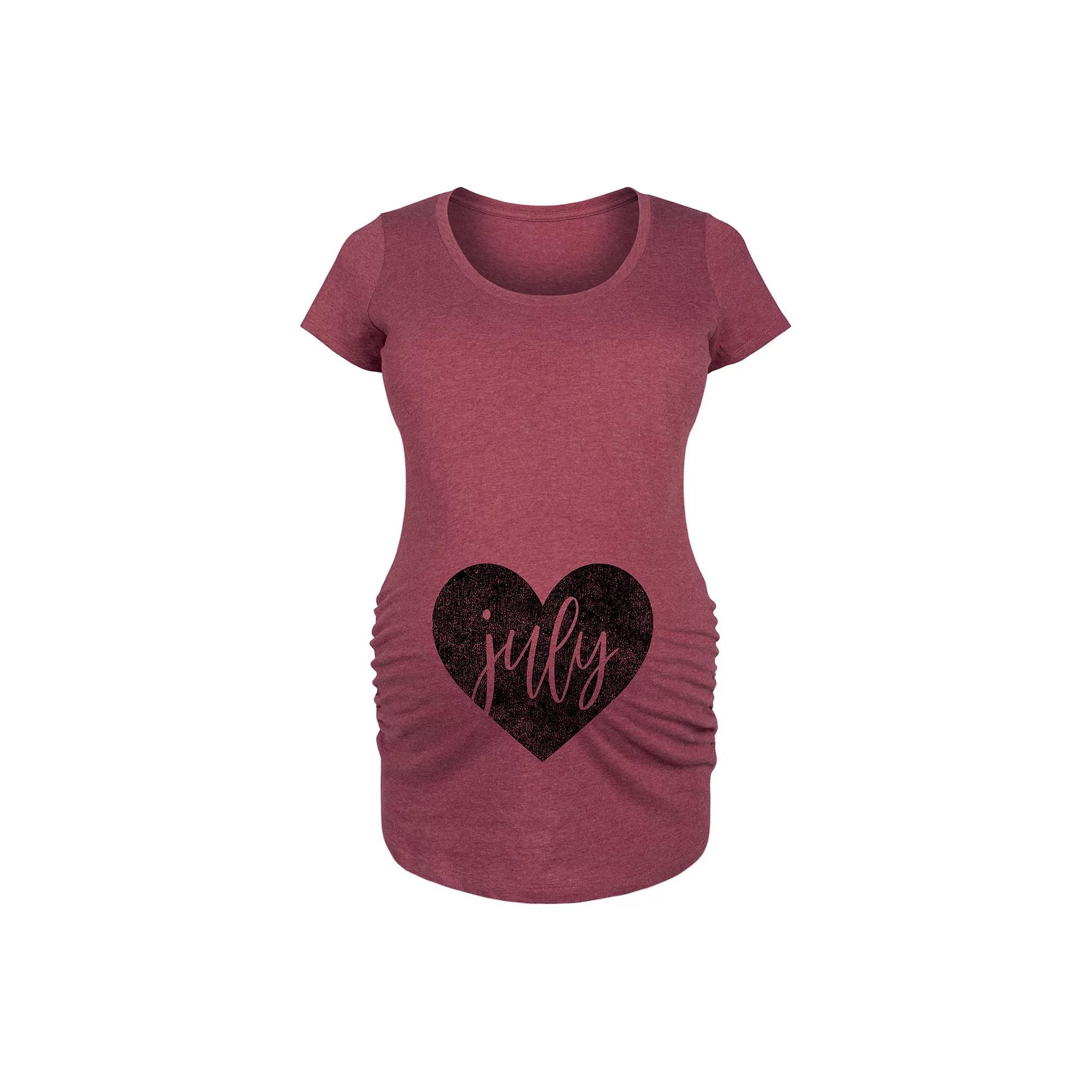 Maternity Heart June Graphic Tee, Womens Grey Dark Red Product Image