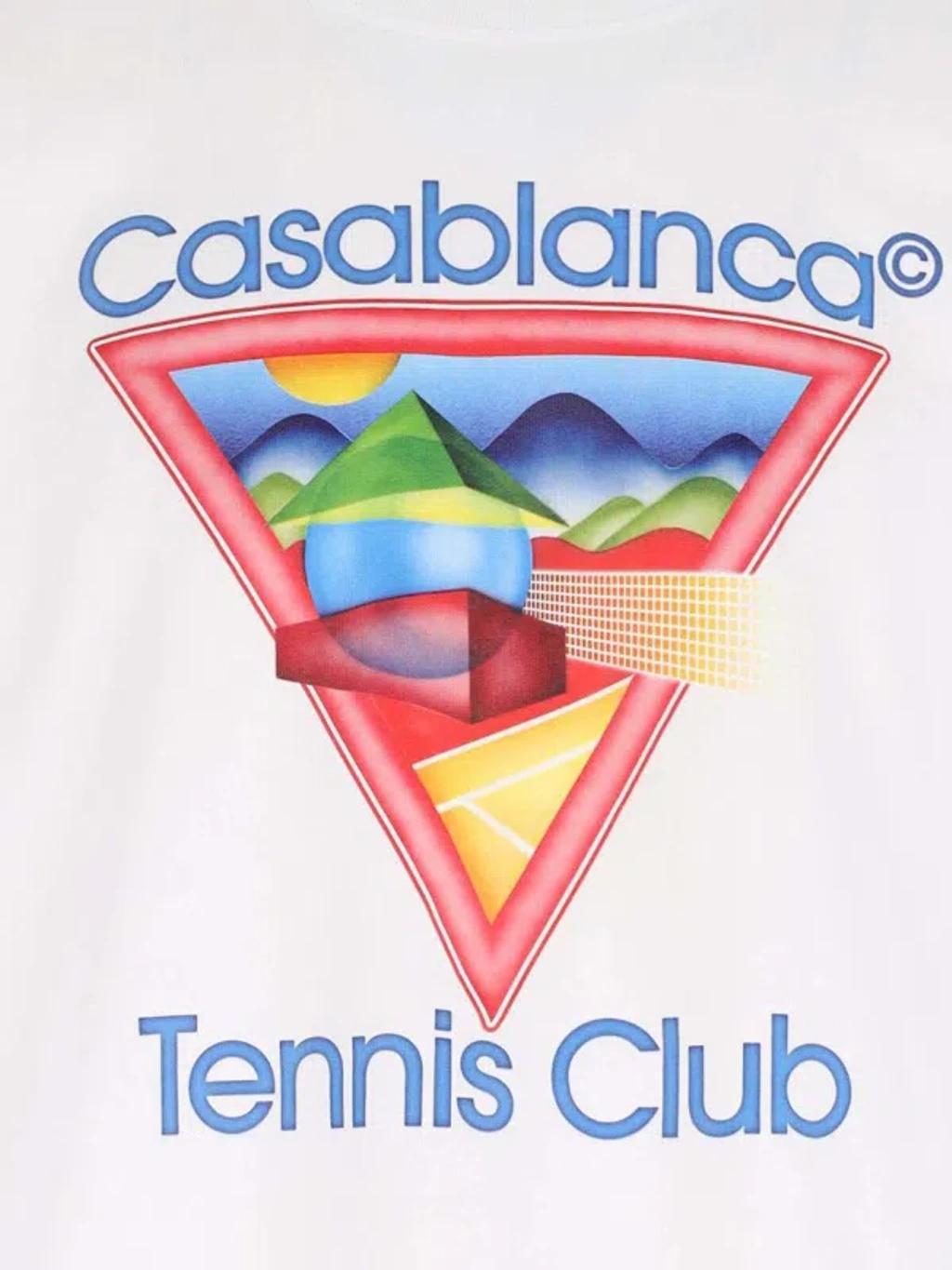 CASABLANCA Cotton Crew Neck T-shirt With Graphic Print In White Product Image