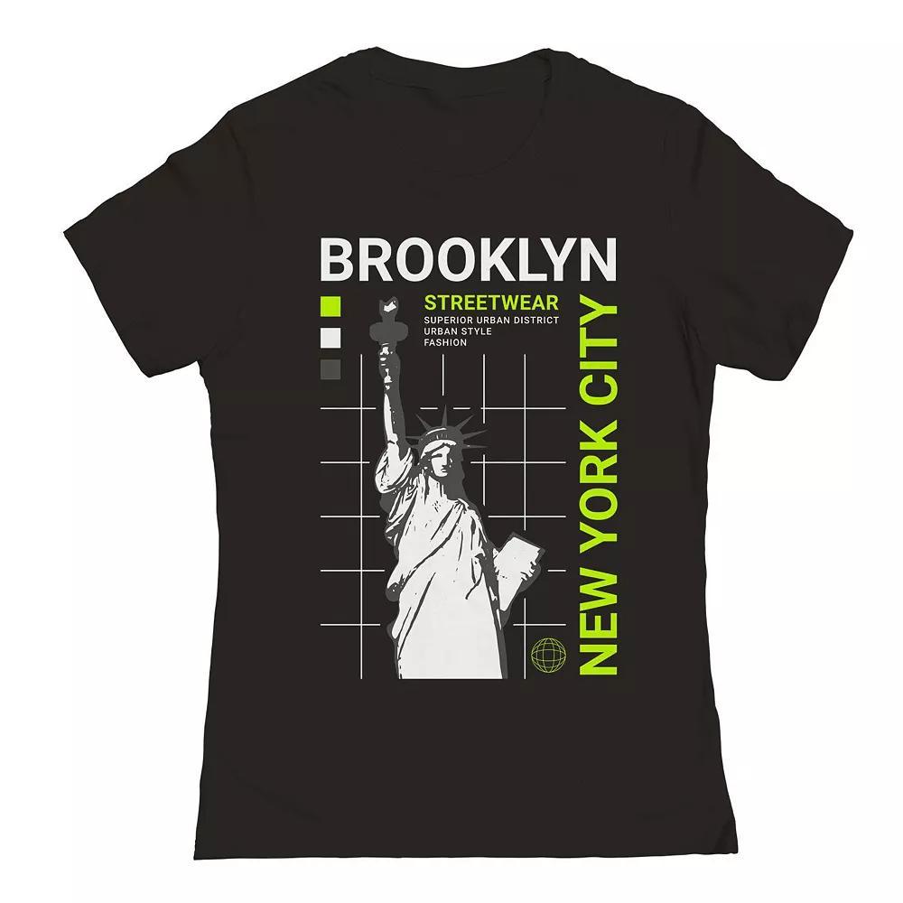 Junior's Brooklyn Statue NYC Graphic Tee, Women's, Size: Large, Black Product Image