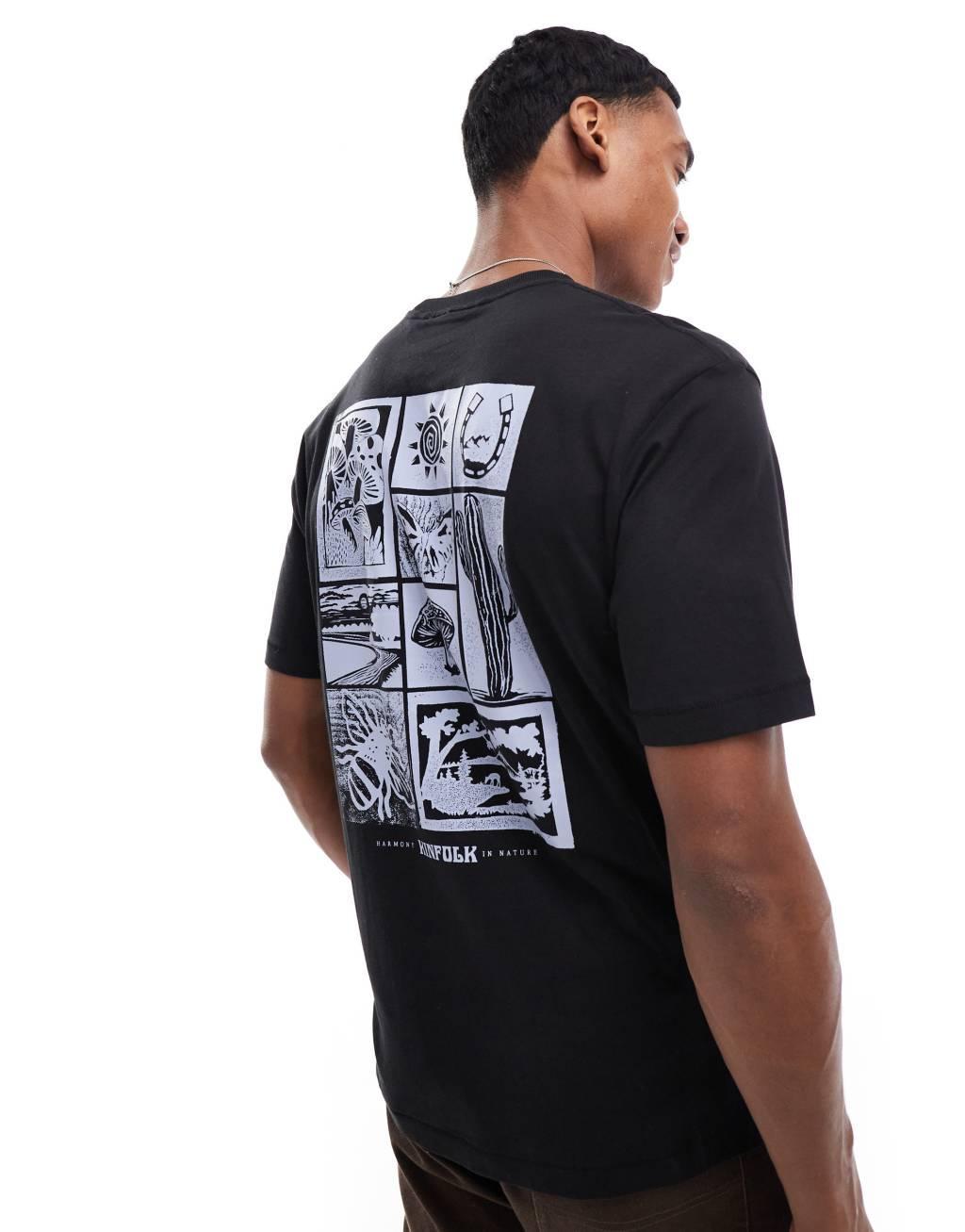 ONLY & SONS oversize t-shirt with block plant back print in black Product Image
