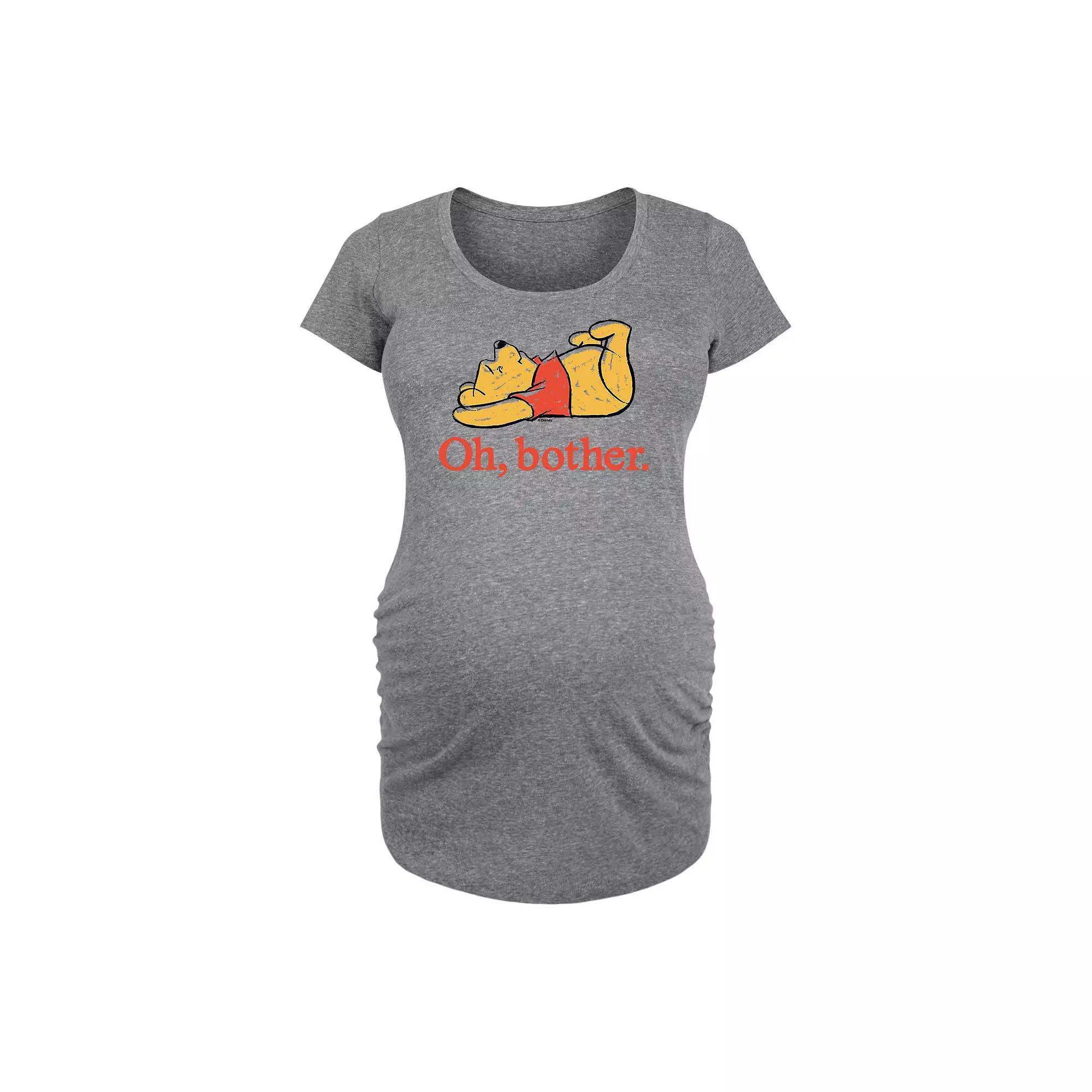 Disneys Winnie the Pooh Maternity Oh Bother Graphic Tee, Womens Grey Gray Product Image