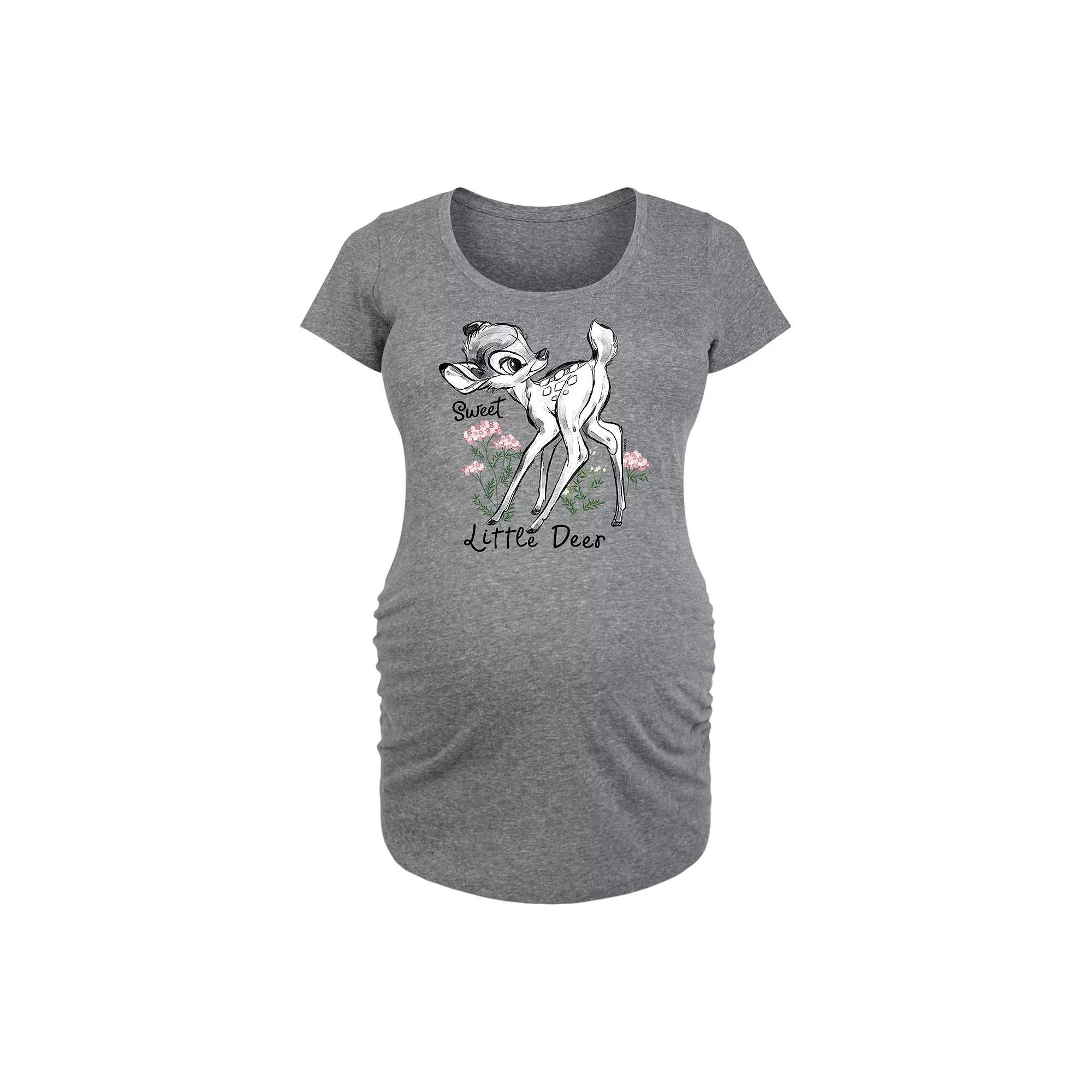 Disneys Bambi Maternity Sweet Little Deer Graphic Tee, Womens Grey Gray Product Image