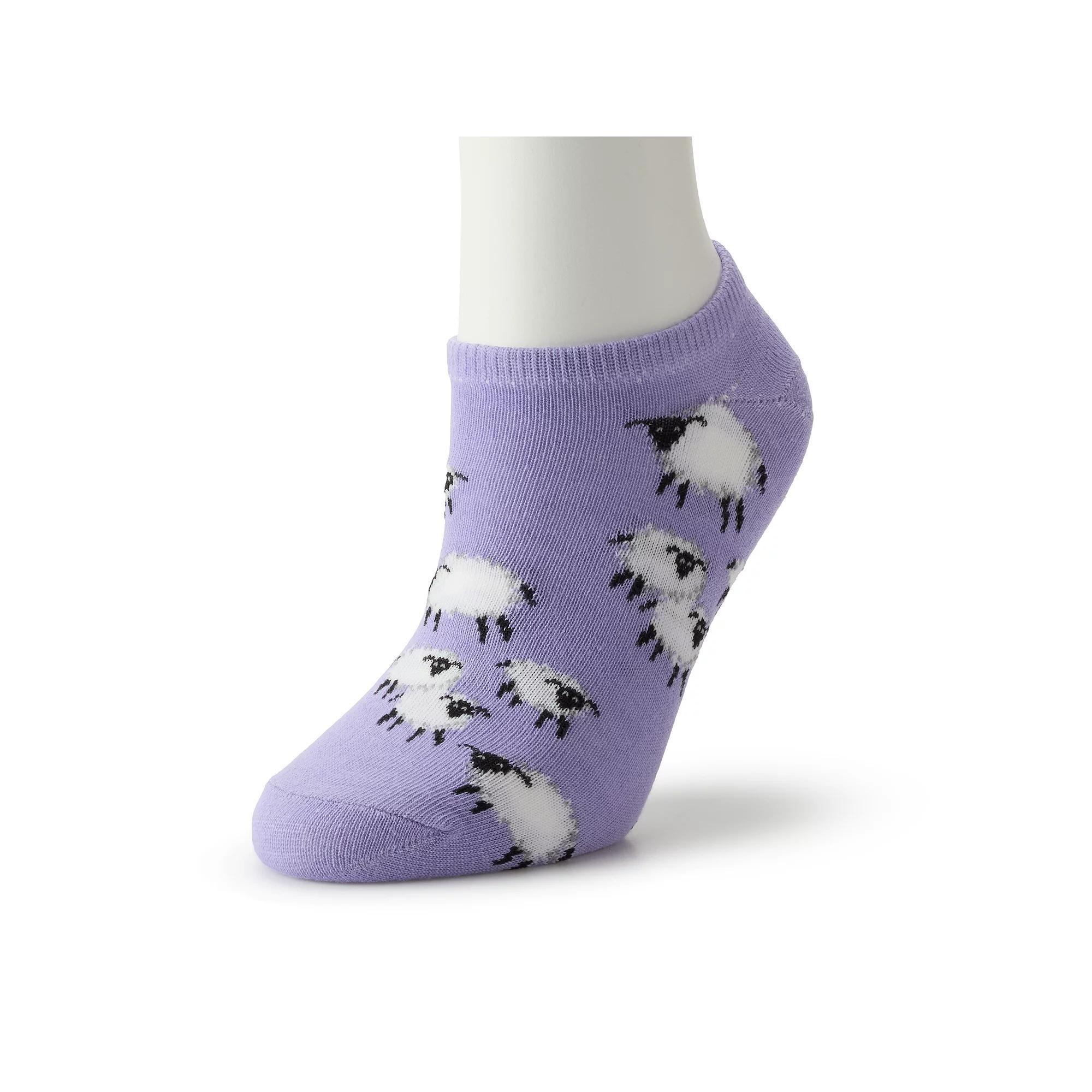 Women's Patterned No Show Socks, Size: 9-11, Purple Product Image