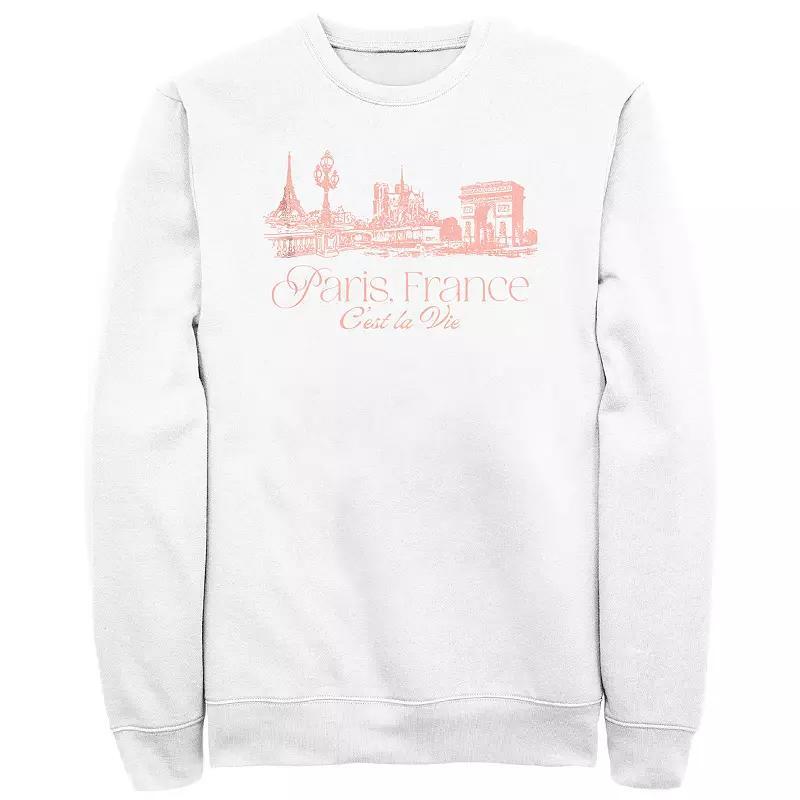 Men's Paris, France C'est La Vie Fleece, Size: XL, White Product Image
