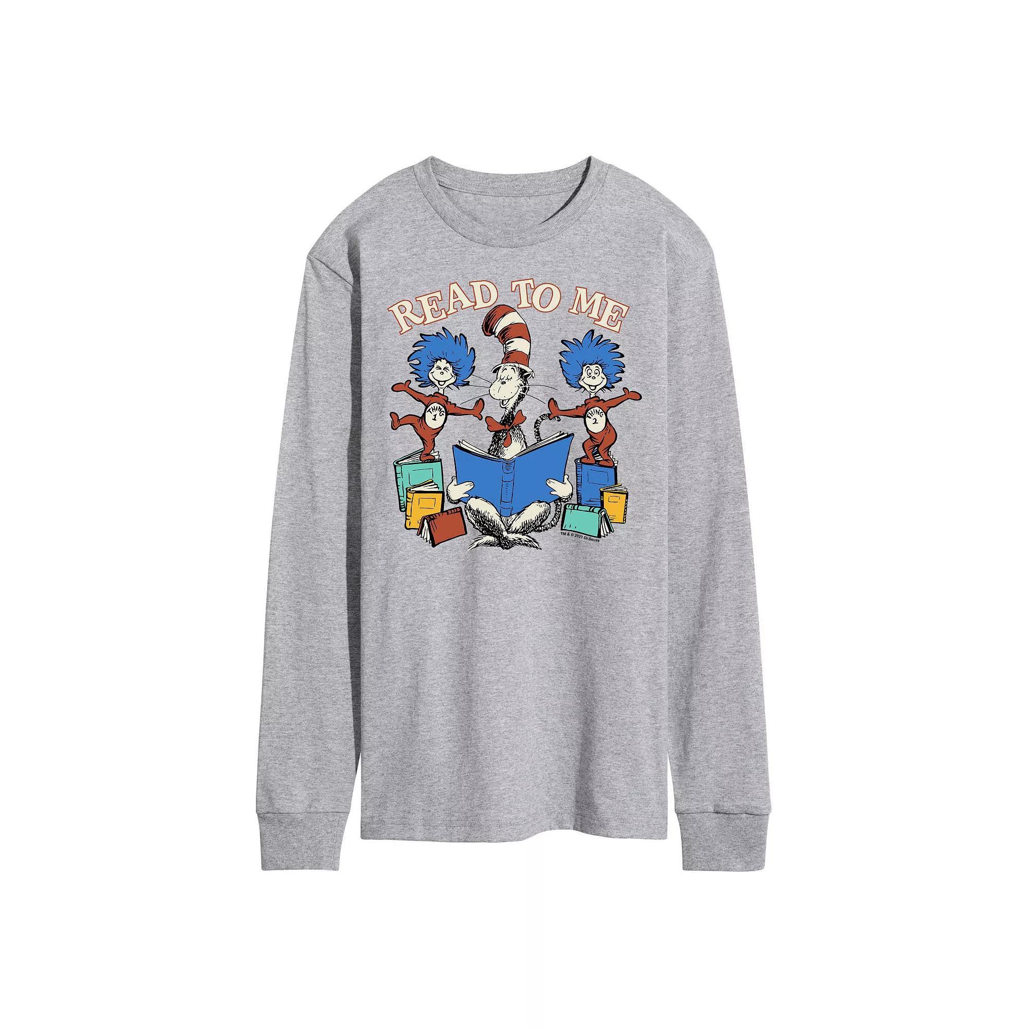Men's Dr. Seuss Read To Me Long Sleeve Graphic Tee, Size: XS, Gray Product Image