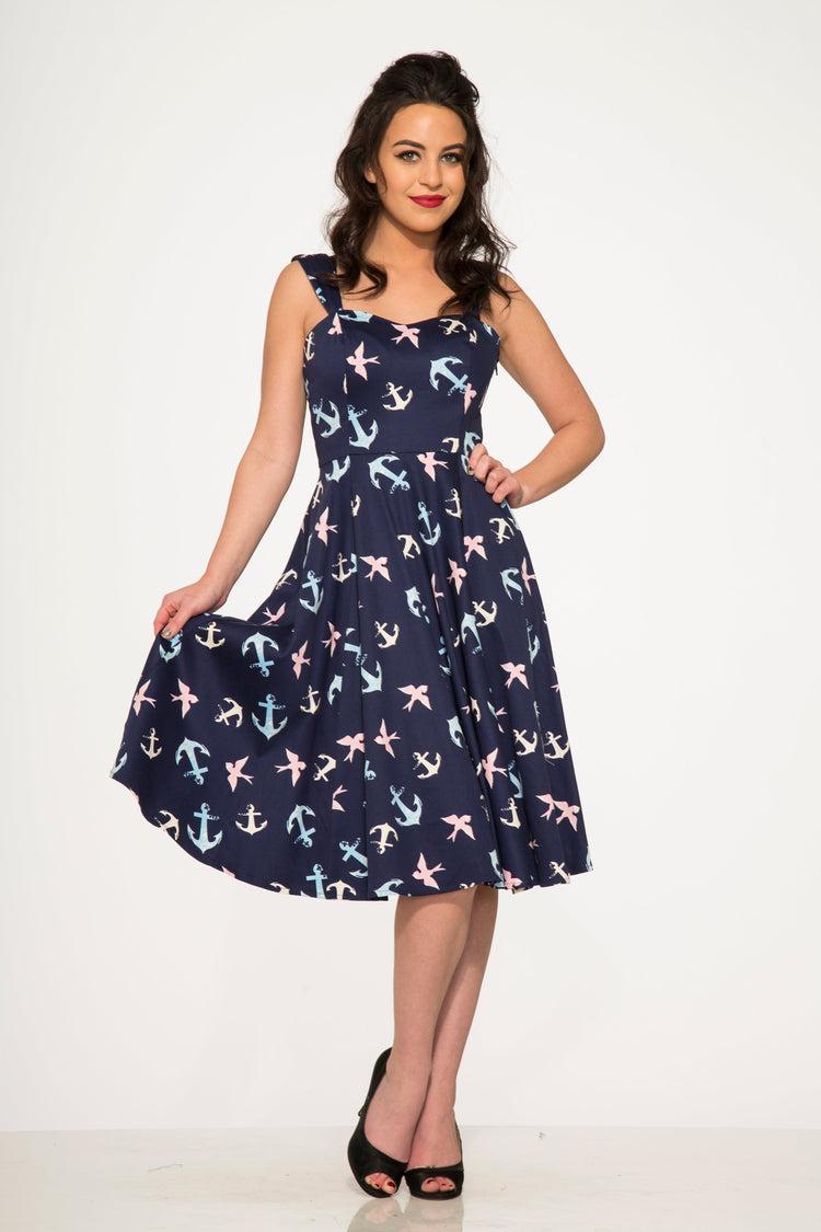 Blue Swallows & Anchor Swing Dress Product Image