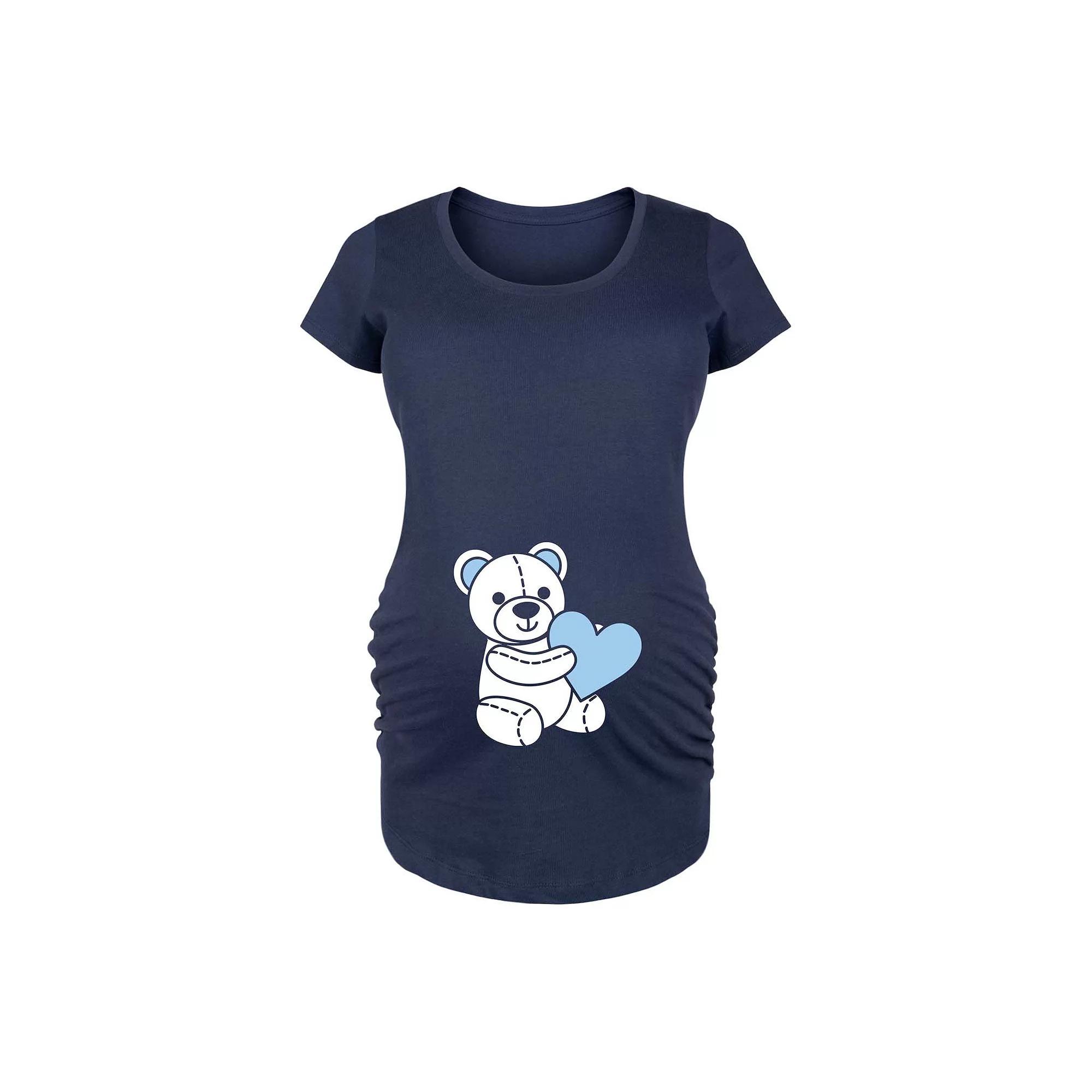 Maternity Teddy Bear Blue Graphic Tee, Womens Product Image