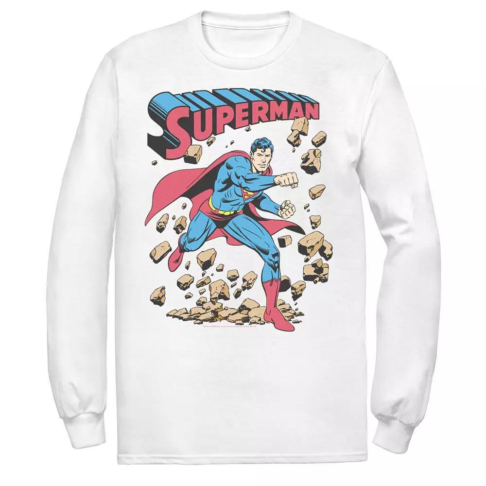 Men's DC Comics Superman Smash Rocks Vintage Poster Tee, Size: Small, Athletic Grey Product Image